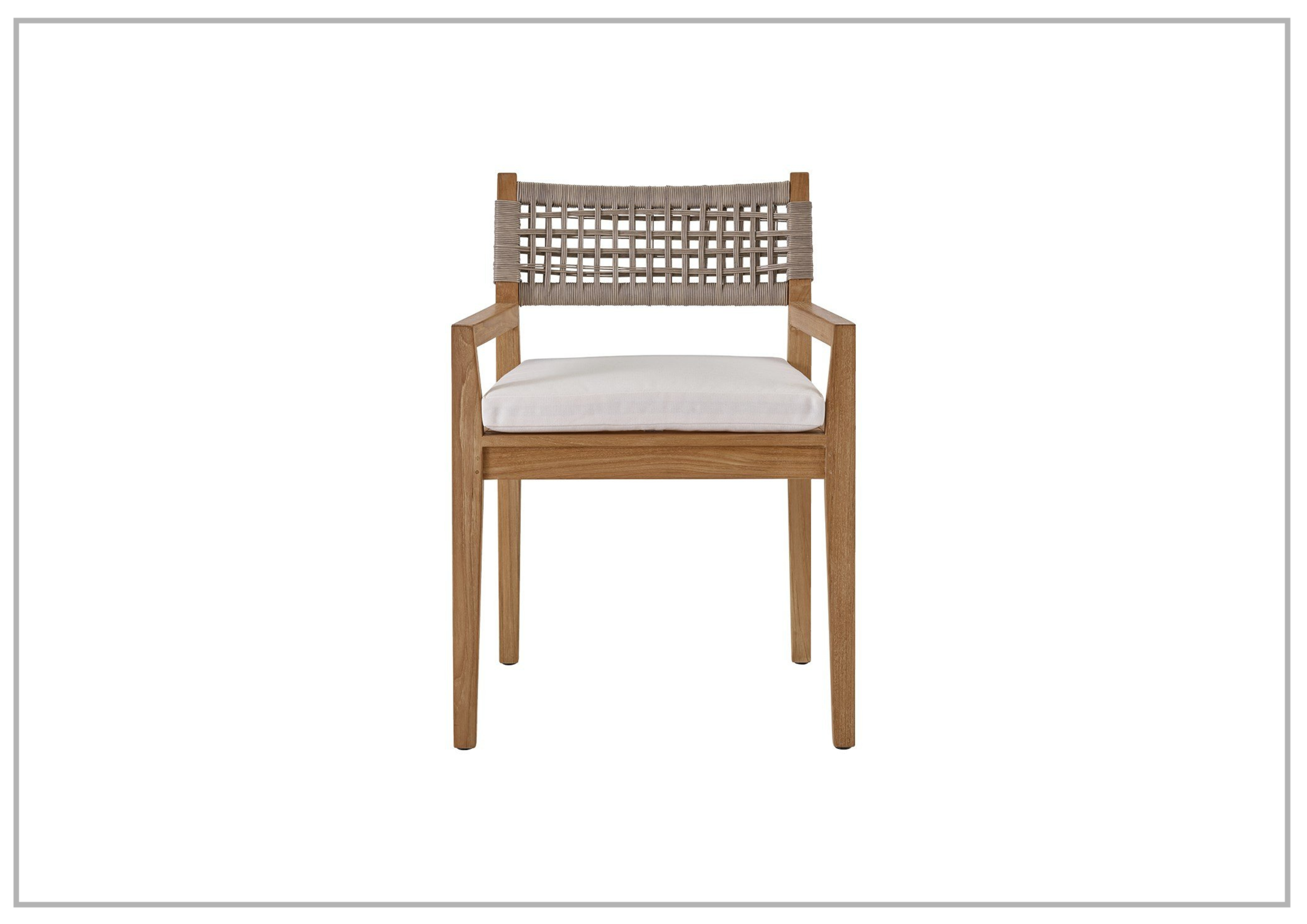 Universal Chesapeake Beige Outdoor Wooden Arm Chair - Weather-Resistant Patio Furniture for Garden, Poolside & Deck Relaxation