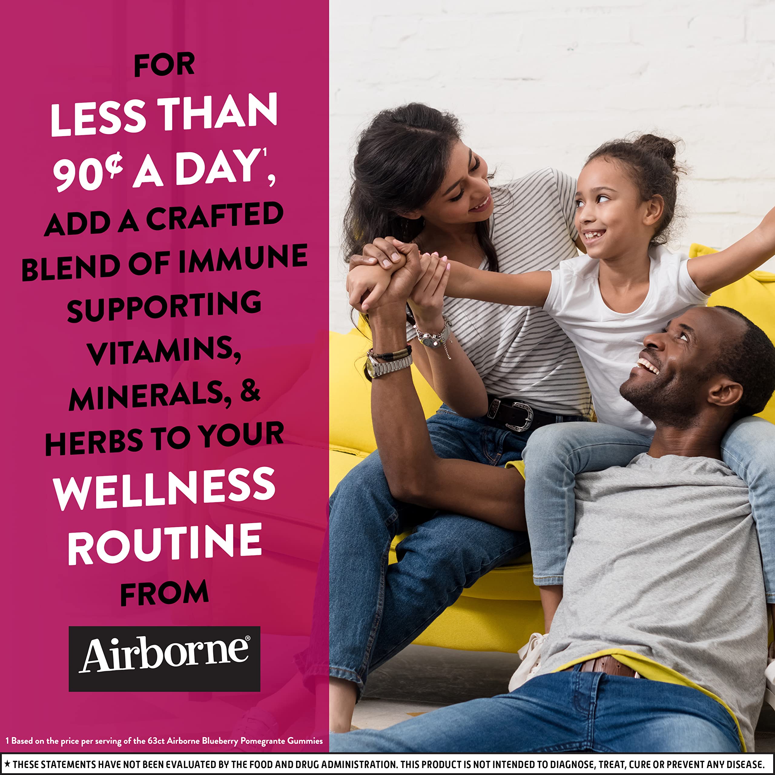 Airborne 750mg Vitamin C Gummies for Adults - Immune Support Supplement with Antioxidants Vitamins A, C & E - 63 Count Blueberry Pomegranate Flavor Gummy Vitamins - Boost Immunity & Energy for Workouts, Travel & Daily Wellness