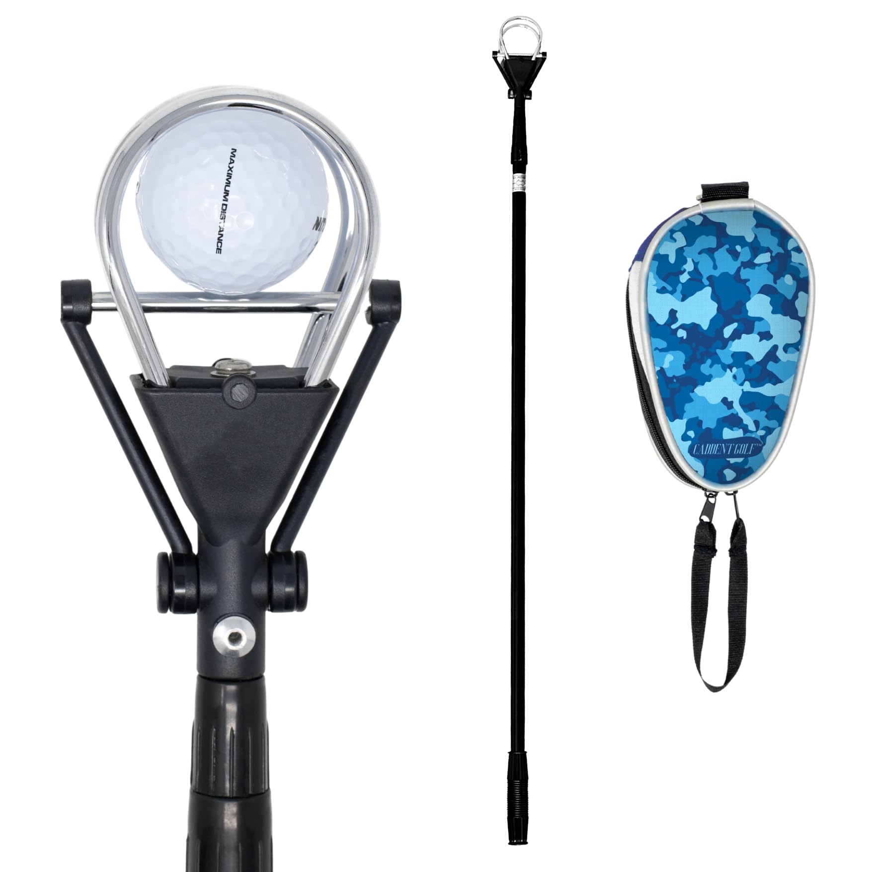 12ft Telescopic Golf Ball Retriever - Dual Zip Headcover Pick Up Tool for Water Hazards & Rough - Lightweight Golf Accessory for Practice, Tournaments & Course Maintenance (Perfect for Driving Range & Backyard Practice)