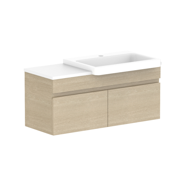 ADP Glacier Pro Semi Recessed All Door Slim Vanity with Solid Surface Top - Modern Bathroom Sink Cabinet for Small Spaces, Perfect for Apartments and Powder Rooms