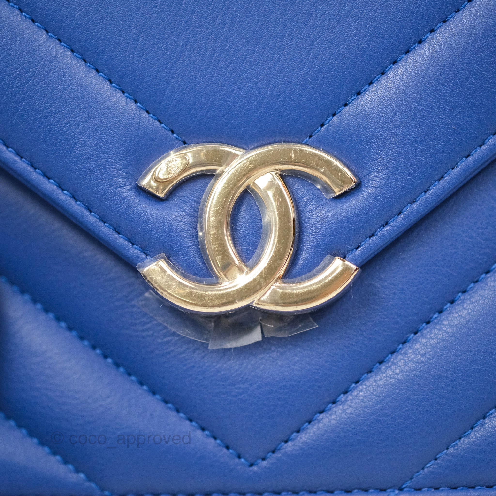 Chanel Chevron Square Envelope Flap Bag Royal Blue 19C - Luxury Designer Handbag for Women, Perfect for Evening Parties, Date Nights & Special Occasions