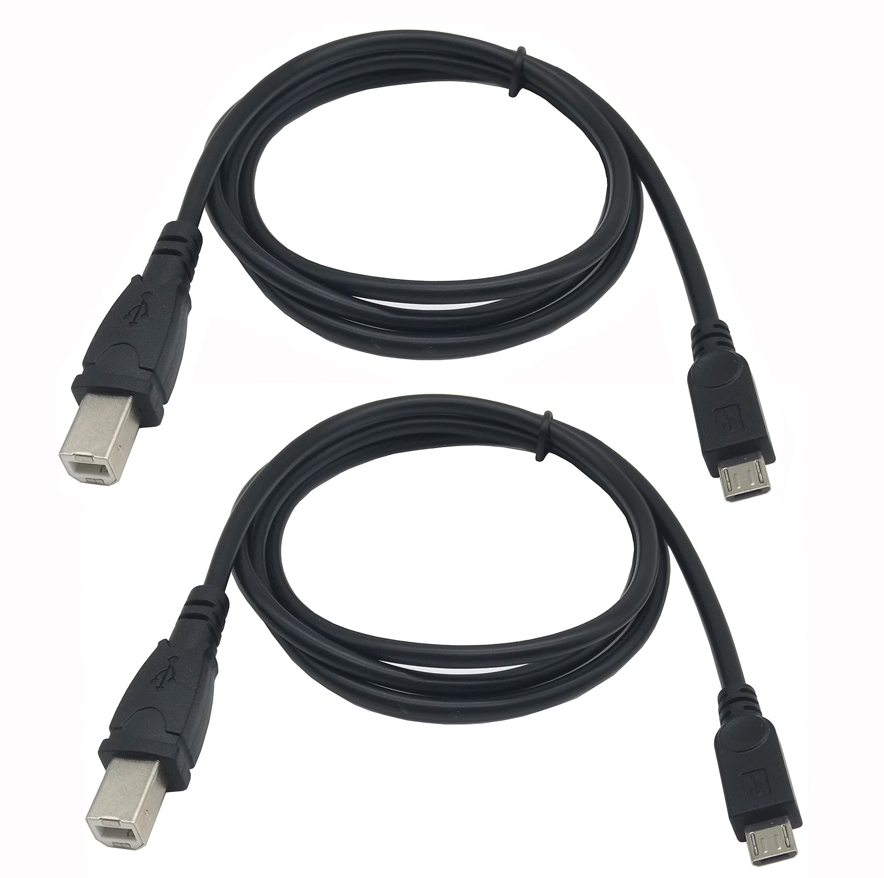 2-Pack Micro USB to USB Type B Cable - 5-Pin Male Data & Charging Cord for Printers, Scanners, MIDI Keyboards - 3.3ft/1M - Connect Android Phones & PCs to Devices - Perfect for Office, Studio & Home Use