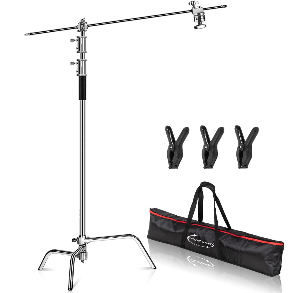 Heavy Duty 10ft C Stand with Boom Arm - Professional Photography Light Stand for Studio, Video Reflector, Monolight & Backdrops - Perfect for Portrait, Product Photography & Video Production