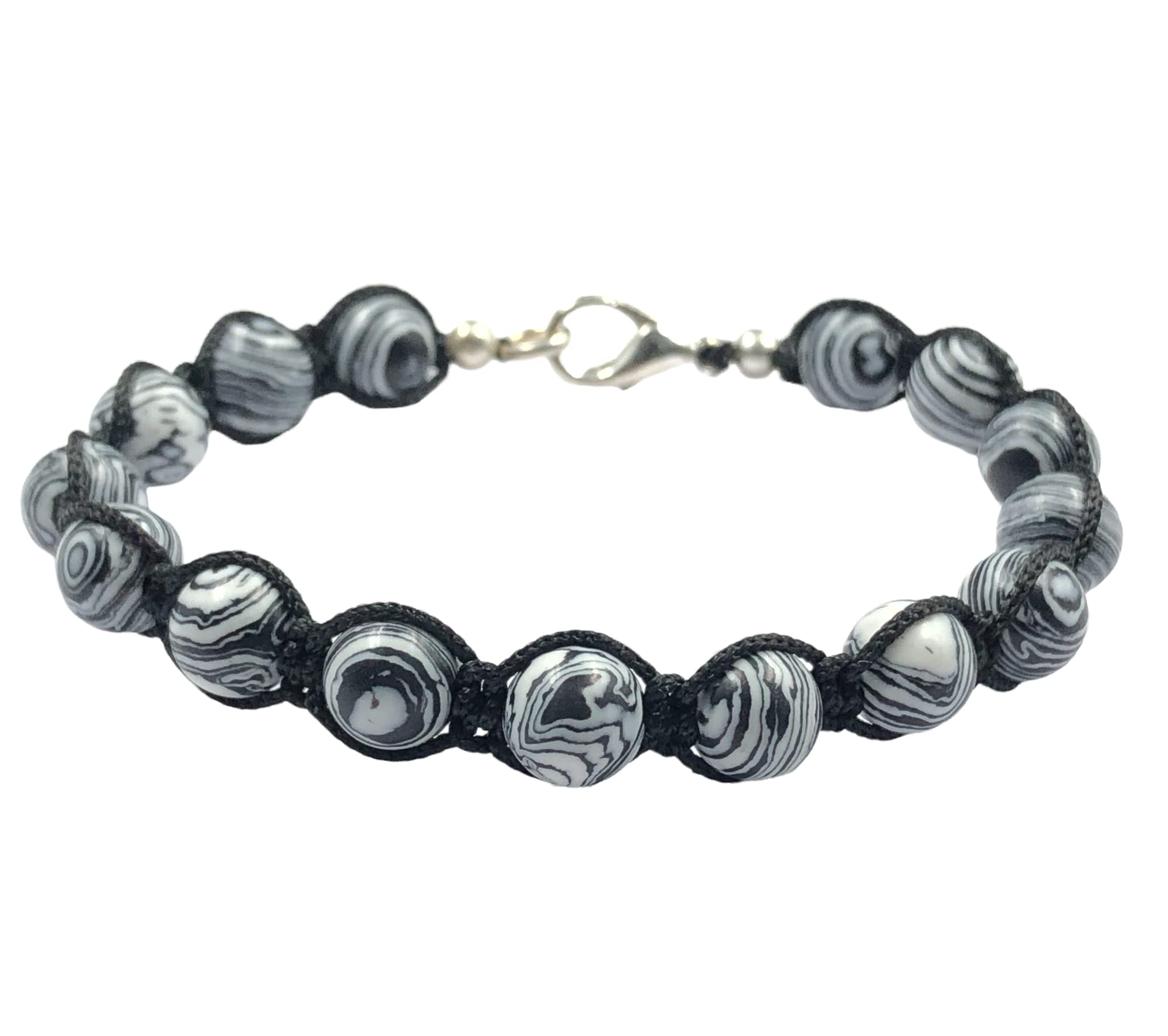 Natural Black Malachite Crystal Beads Bracelet - 8mm Unisex Healing Stone Jewelry for Yoga, Meditation & Reiki | Handmade Boho Cuff, Charm & Woven Wrap Bracelet | Anxiety Relief Gift for Men & Women - Perfect for Spiritual Healing, Stress Relief & Positive Energy