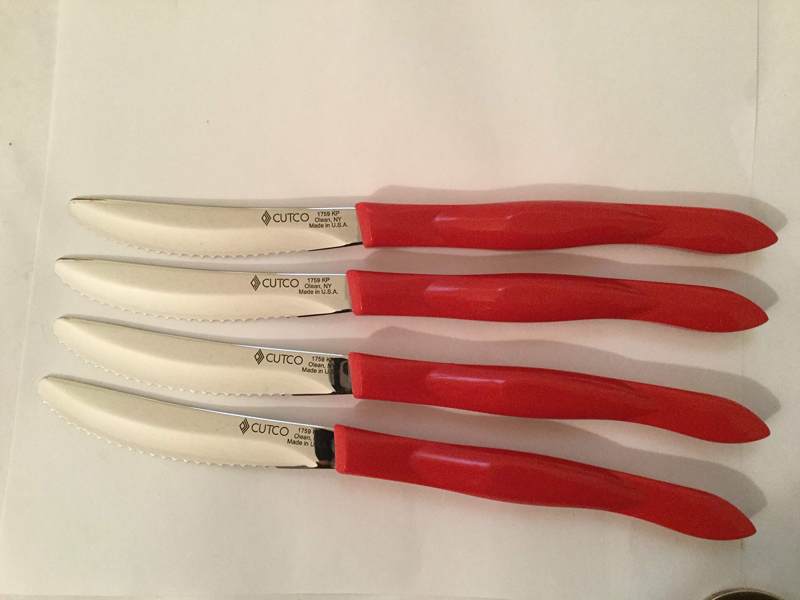 Cutco 4-Piece Table Knife Set #1759 - Premium Stainless Steel Blades, Ergonomic Red Handles - Perfect for Dining, Gifting & Kitchen Essentials