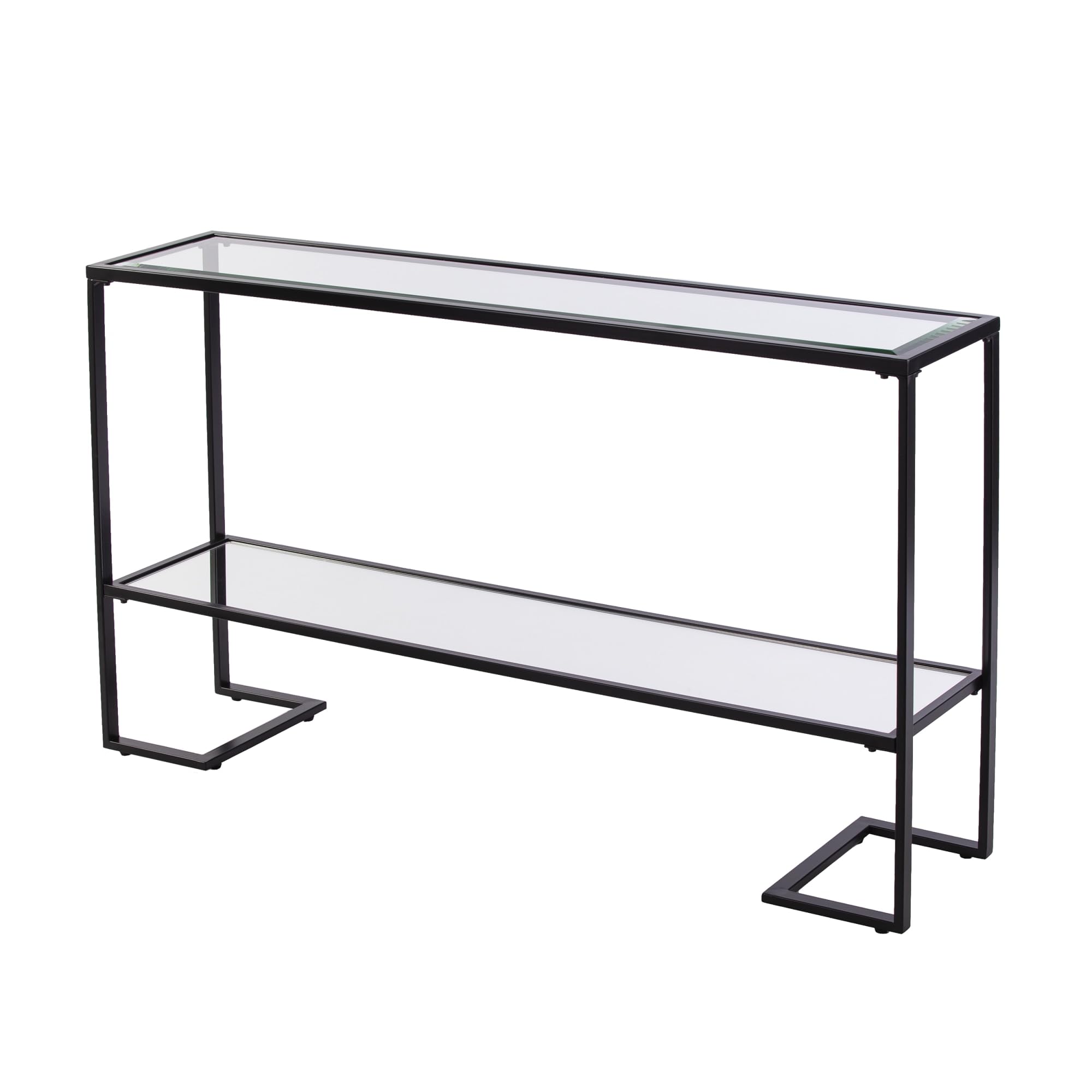 Southern Enterprises SEI Horten Black Glass Console Table - Elegant Entryway Furniture for Hallway, Living Room & Foyer Decor