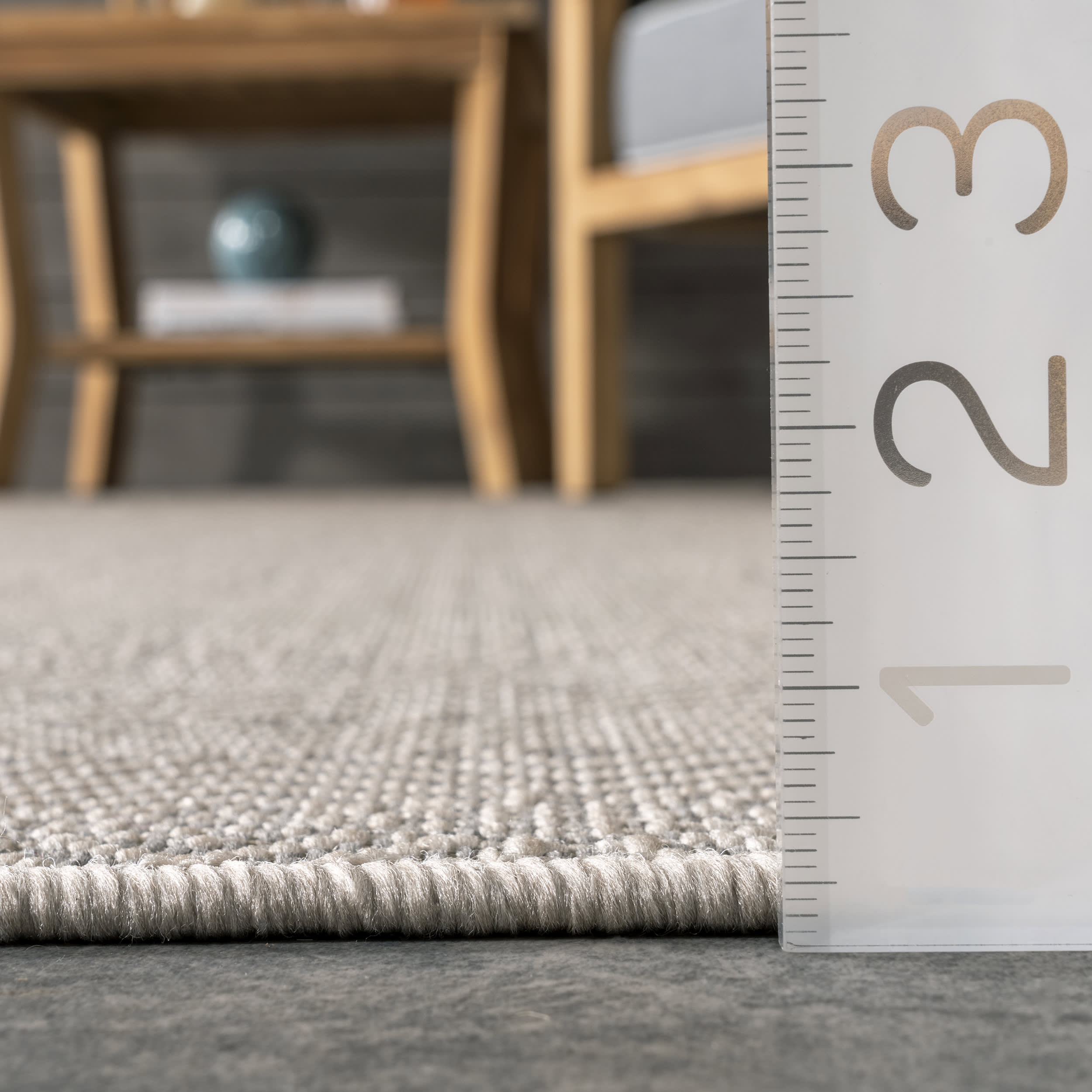 Birdseye Striped Indoor/Outdoor Area Rug - Soft Grey Washable Carpet for Living Room, Bedroom, Patio & Deck | Home Decor & Floor Protection