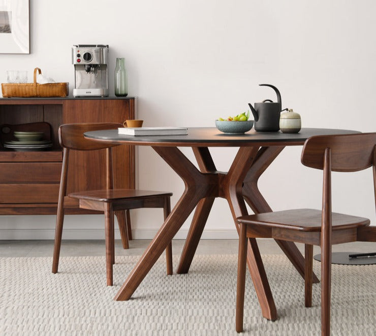 Premium Black Walnut Solid Wood Round Dining Table - 42 Inch Natural Wooden Kitchen Table for 4-6 People - Perfect for Family Dinners, Kitchen Islands & Dining Rooms