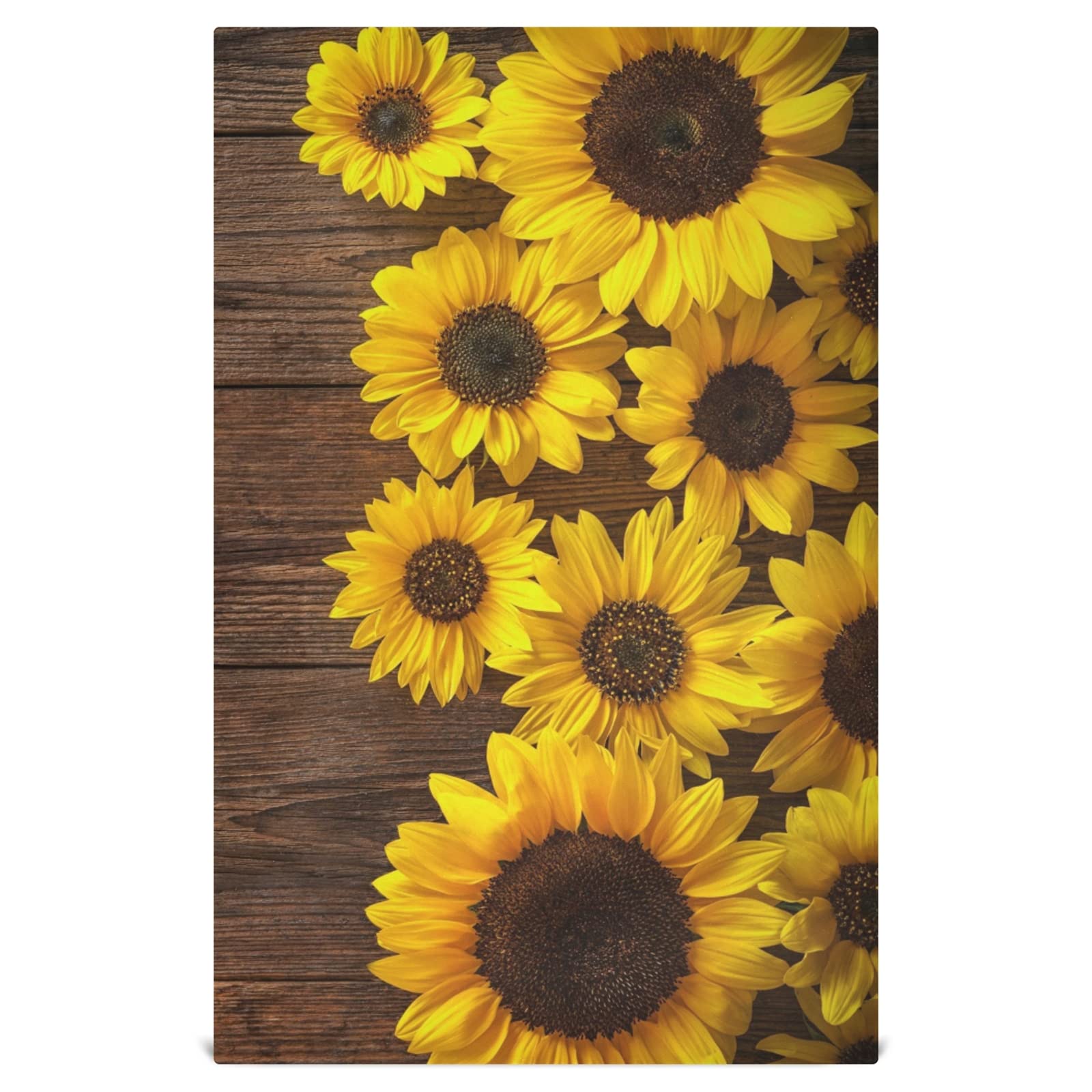 Vintage Wooden Sunflower Kitchen Towels 4 Pack - Reusable, Absorbent & Fast Drying Dish Cloths (28