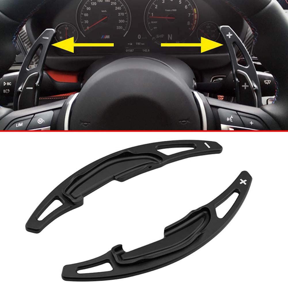 Premium Aluminum Metal Steering Wheel Gear Shift Paddle Extensions for BMW M2 M3 M4 M5 X5M X6M - Black | Enhanced Driving Control for Racing & Performance Upgrades