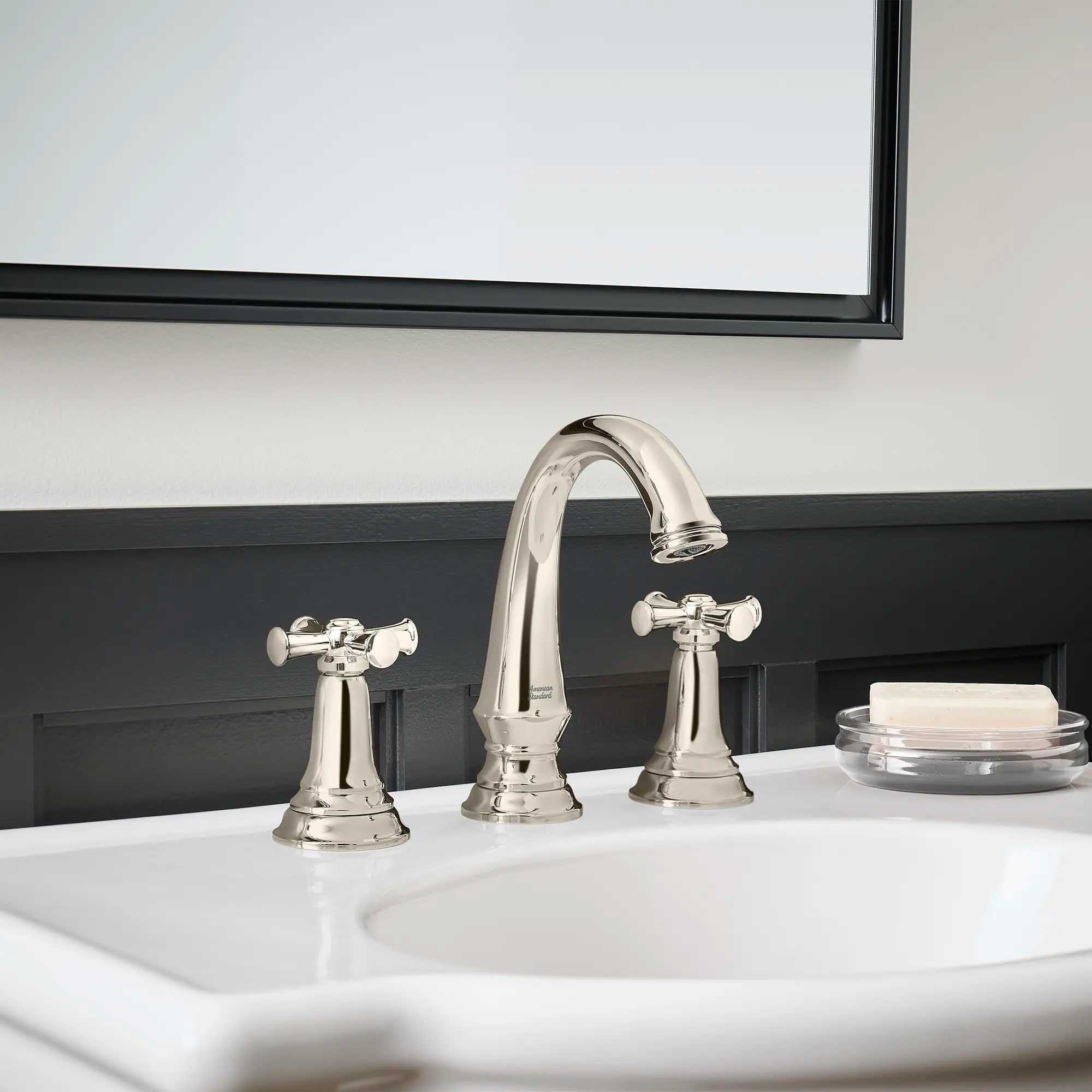 Delancey® 8 Inch Widespread 2 Handle Bathroom Faucet - 1.2 GPM/4.5 LPM Low Flow - Cross Handles - Perfect for Vanities and Powder Rooms