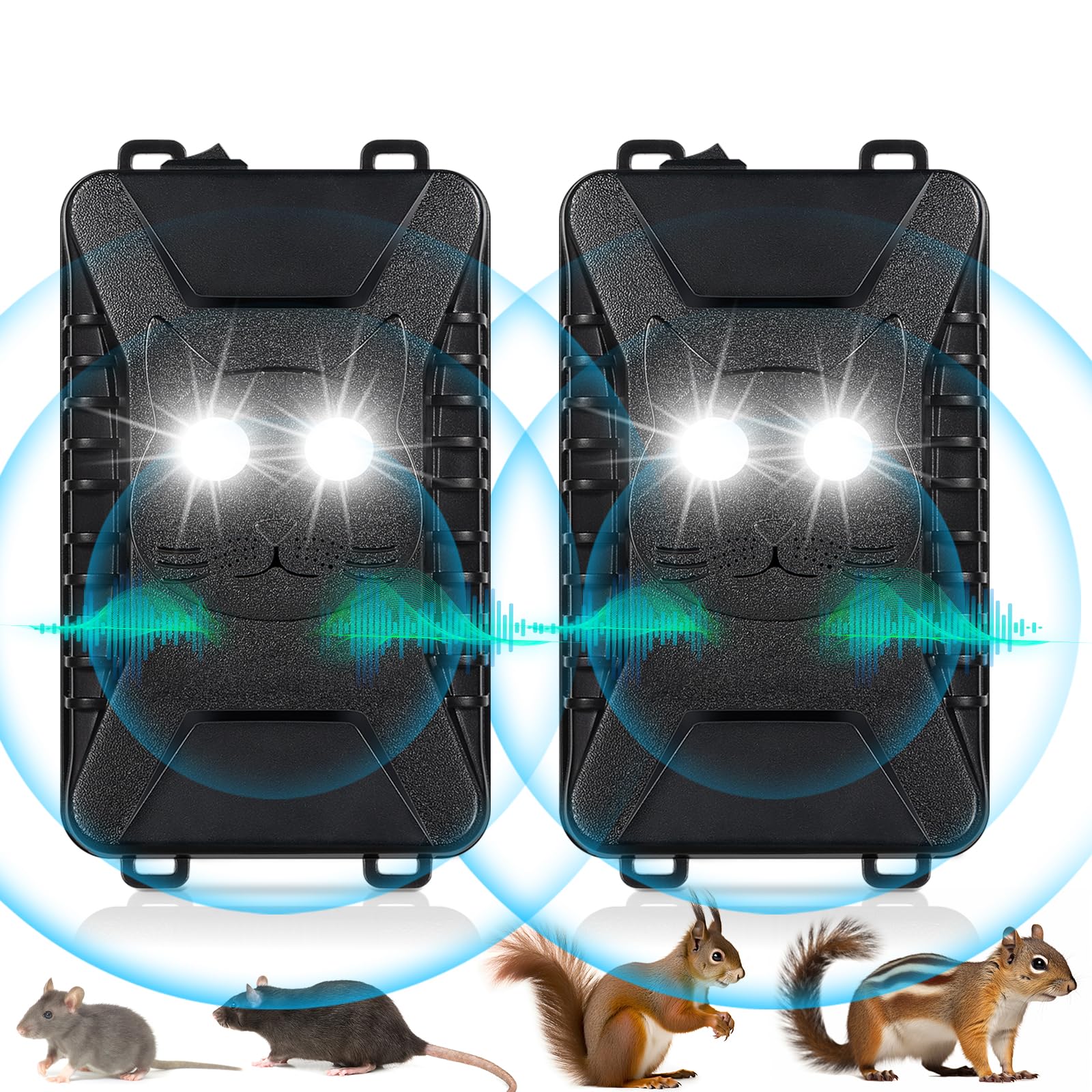 Car Rodent Repellent Ultrasonic Battery Operated Mouse & Rat Deterrent for Car Engine, Under Hood Rodent Repellent, Keep Mice Out of Car, Barn, Garage - Ideal for Vehicle Protection and Storage Areas