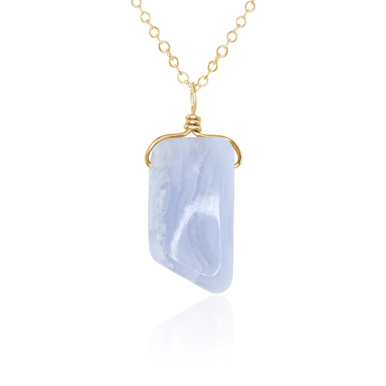 Blue Lace Agate Crystal Pendant Necklace - Smooth Stone Healing Jewelry for Women, Gift for Her | Perfect for Meditation, Yoga & Spiritual Healing