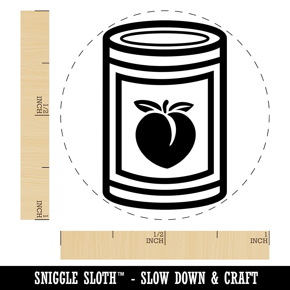 1 Inch Medium Blue Ink Self-Inking Rubber Stamp - Perfect for DIY Crafts, Scrapbooking, Planner Decoration & Office Use - Premium Can of Peaches Fruit Design Stamper