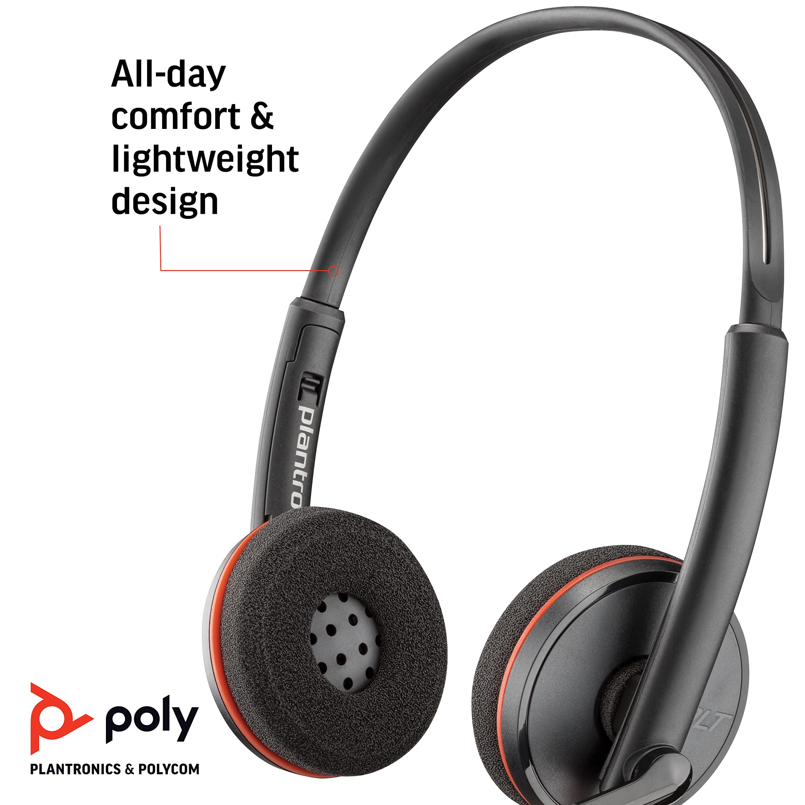 Plantronics Blackwire C3220 USB Headset with Noise-Canceling Mic - Comfortable Office Headphones for Calls, Video Conferencing & Remote Work