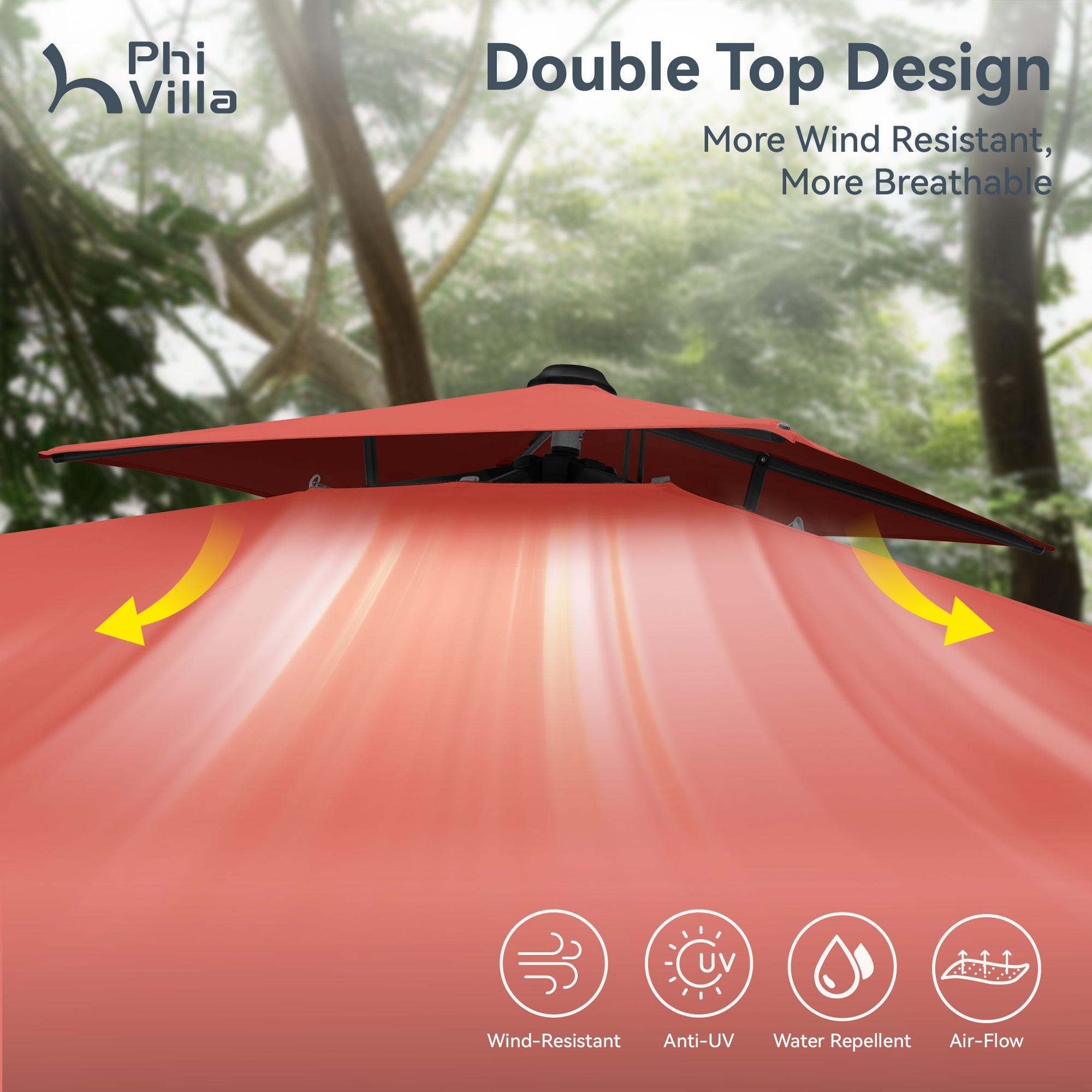 PHI VILLA 9X12ft Rectangular Outdoor Cantilever Offset Umbrella for Garden, Pool, Patio, Backyard - Durable Sun Shade with Adjustable Tilt for Lounging, Dining & Outdoor Relaxation
