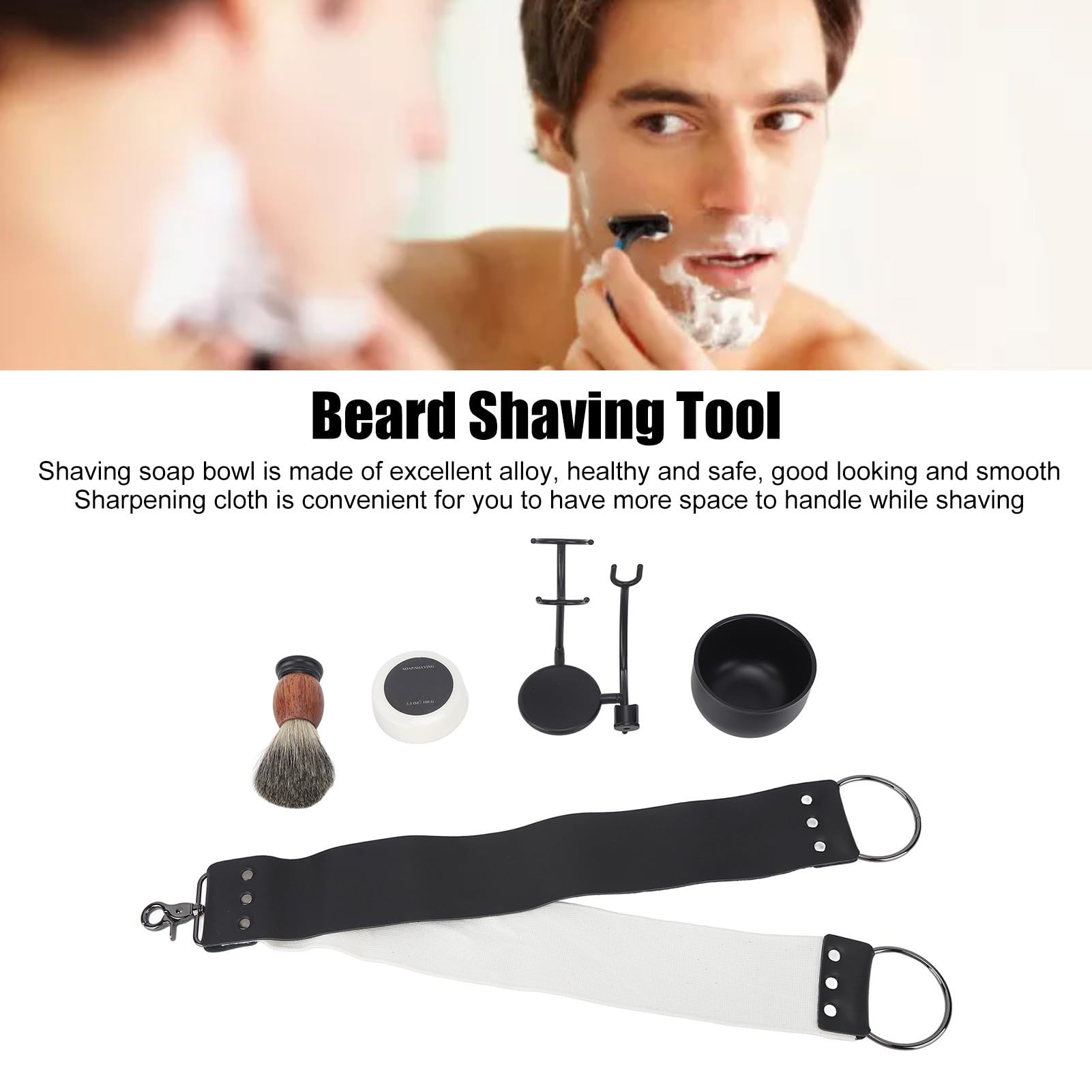 6Pcs Men's Shaving Kit with Badger Hair Brush, Razor & Bowl Set - Includes Shaving Soap, Sharpening Cloth & Resin Handle - Perfect Gift for Men & Home Barber Use