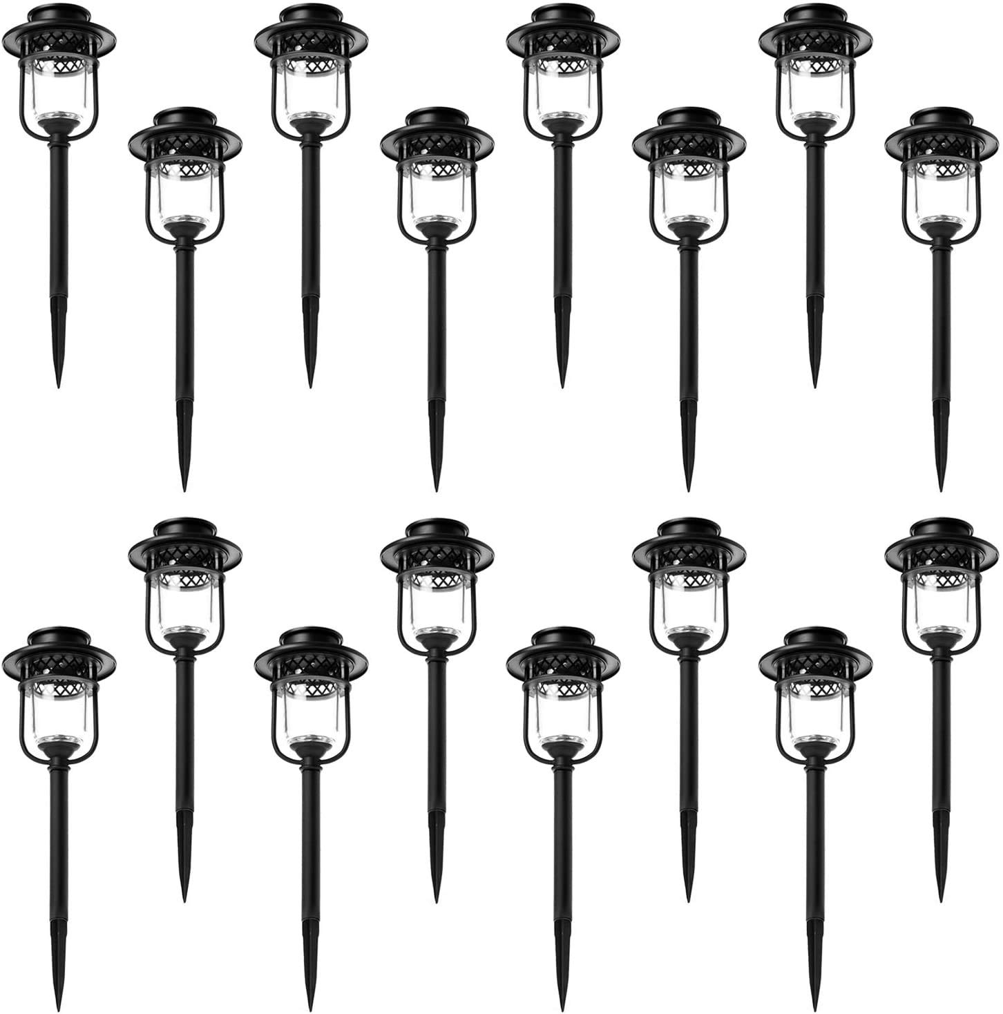 16-Pack Stainless Steel Solar Pathway Lights for Garden & Home Security | Weatherproof Outdoor Solar Glass Lights for Walkway, Yard, Patio & Driveway