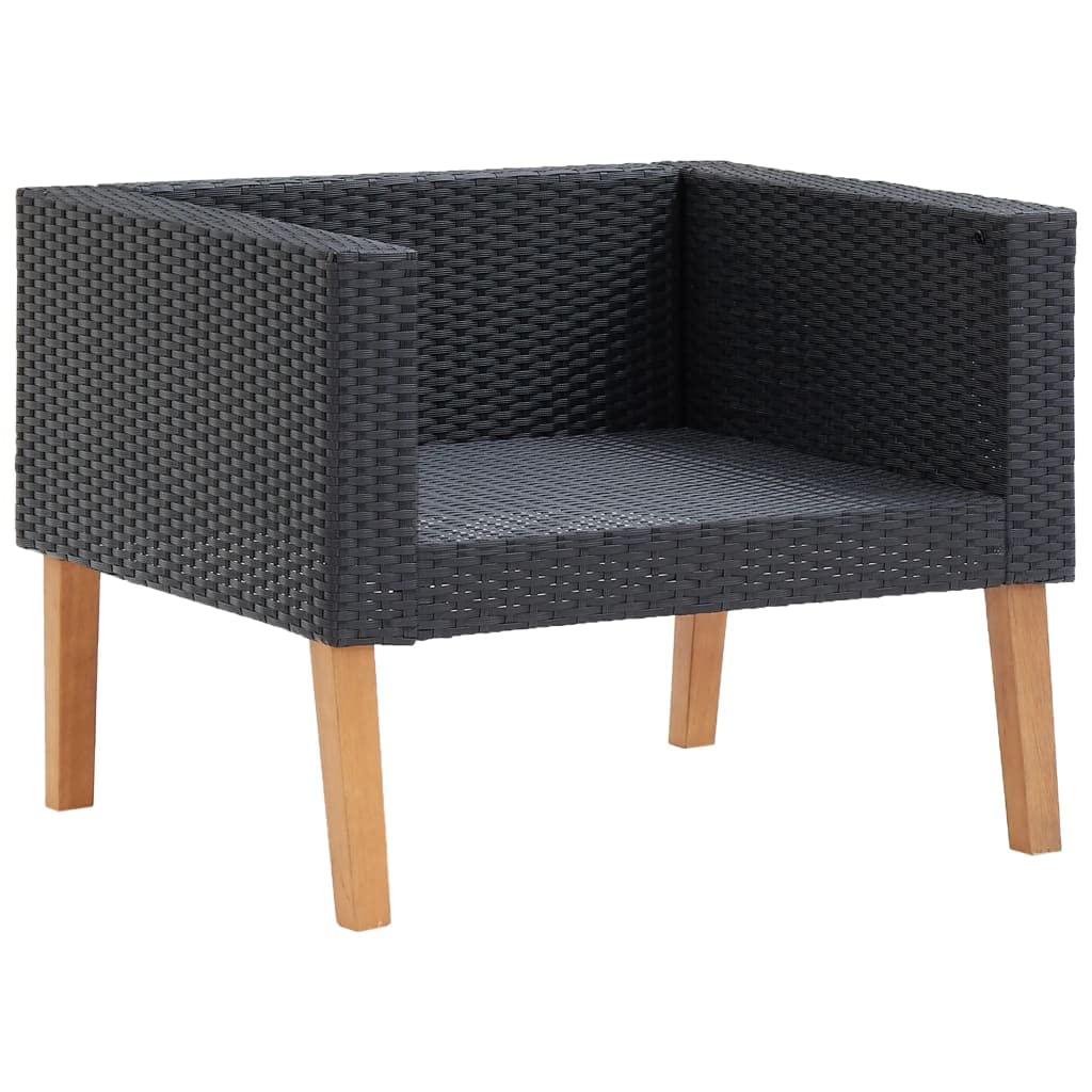Black Poly Rattan Outdoor Sofa with Cushions - Patio Furniture for Backyard, Porch, Balcony - Durable Indoor & Outdoor Seating - Perfect for Lounging, Entertaining, and Relaxing in Your Outdoor Space