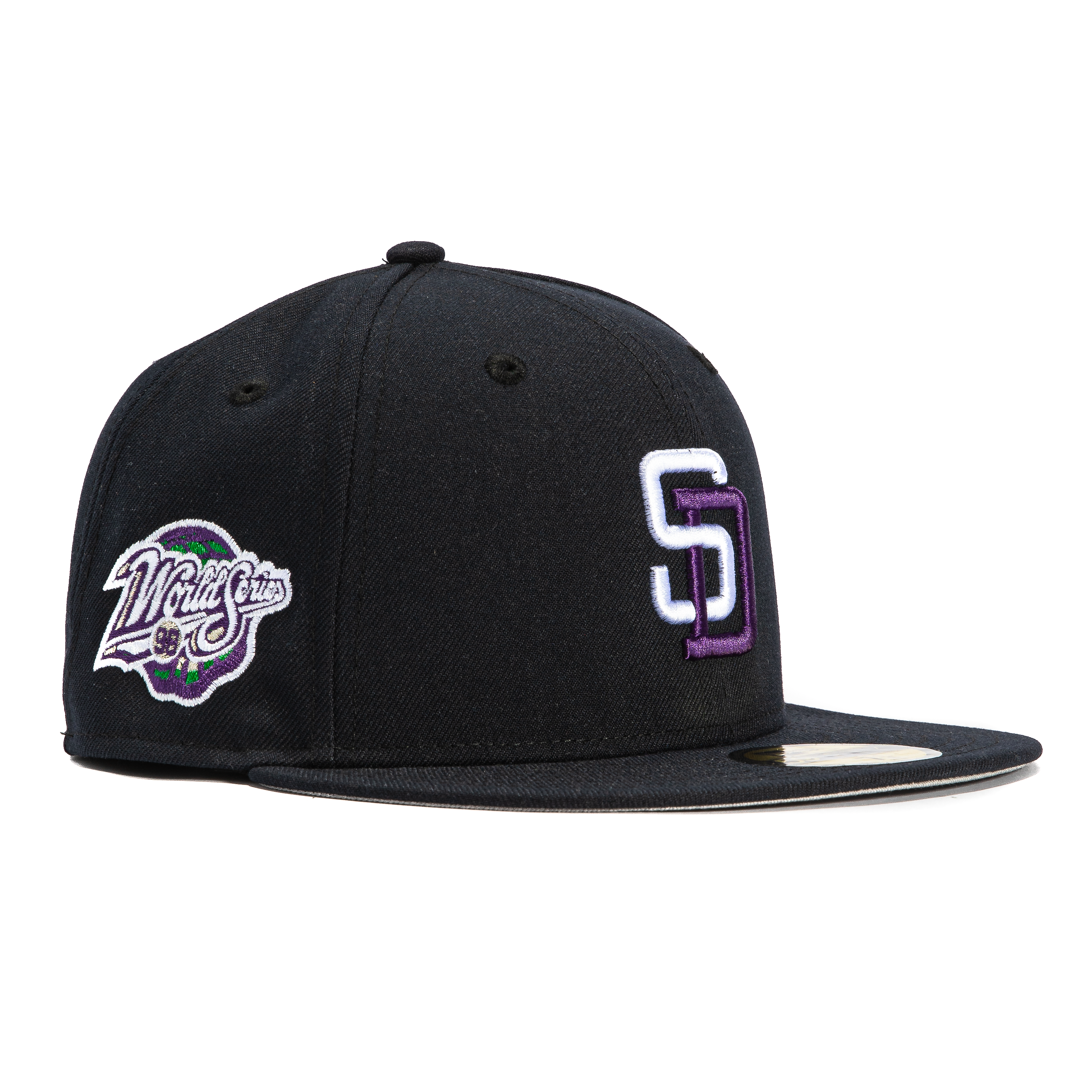 New Era 59Fifty San Diego Padres 1998 World Series Patch Snapback Hat - Navy & Purple Baseball Cap for Men, Women - Perfect for Baseball Games, Fan Collections & Streetwear Fashion