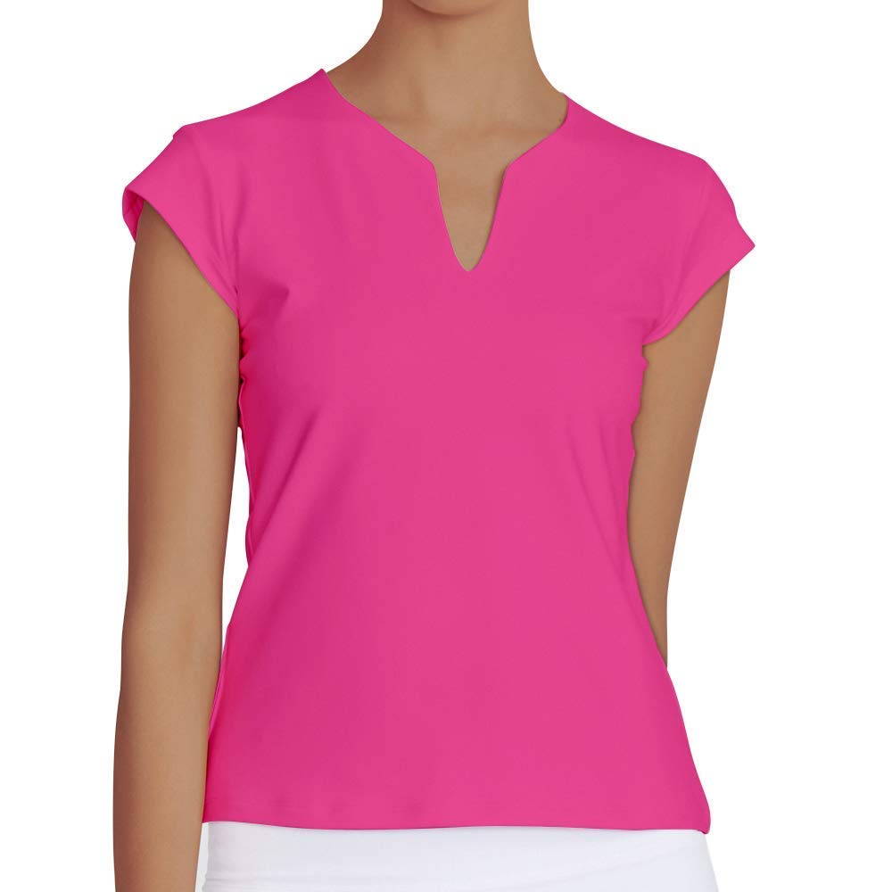 Saadiya Women's Short Sleeve V-Neck Tennis Shirts - Breathable Solid Color Golf & Running T-Shirts for Active Lifestyle - Perfect for Tennis, Golf, Gym Workouts and Casual Wear