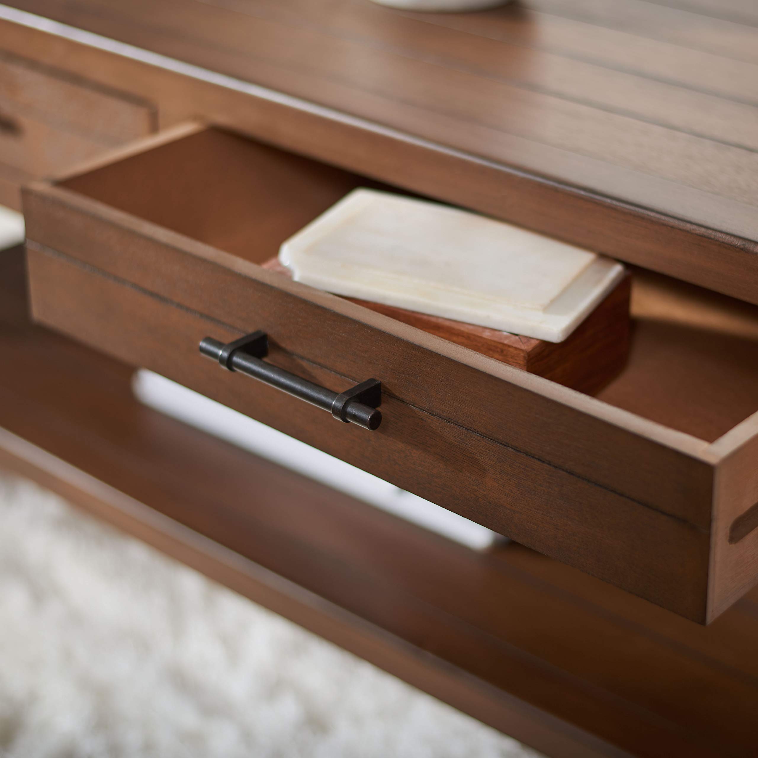 SAFAVIEH Filbert Brown 2-Drawer Coffee Table with Bottom Shelf - Modern Living Room Furniture COF5703C - Perfect for Small Spaces, Apartments & Cozy Home Decor
