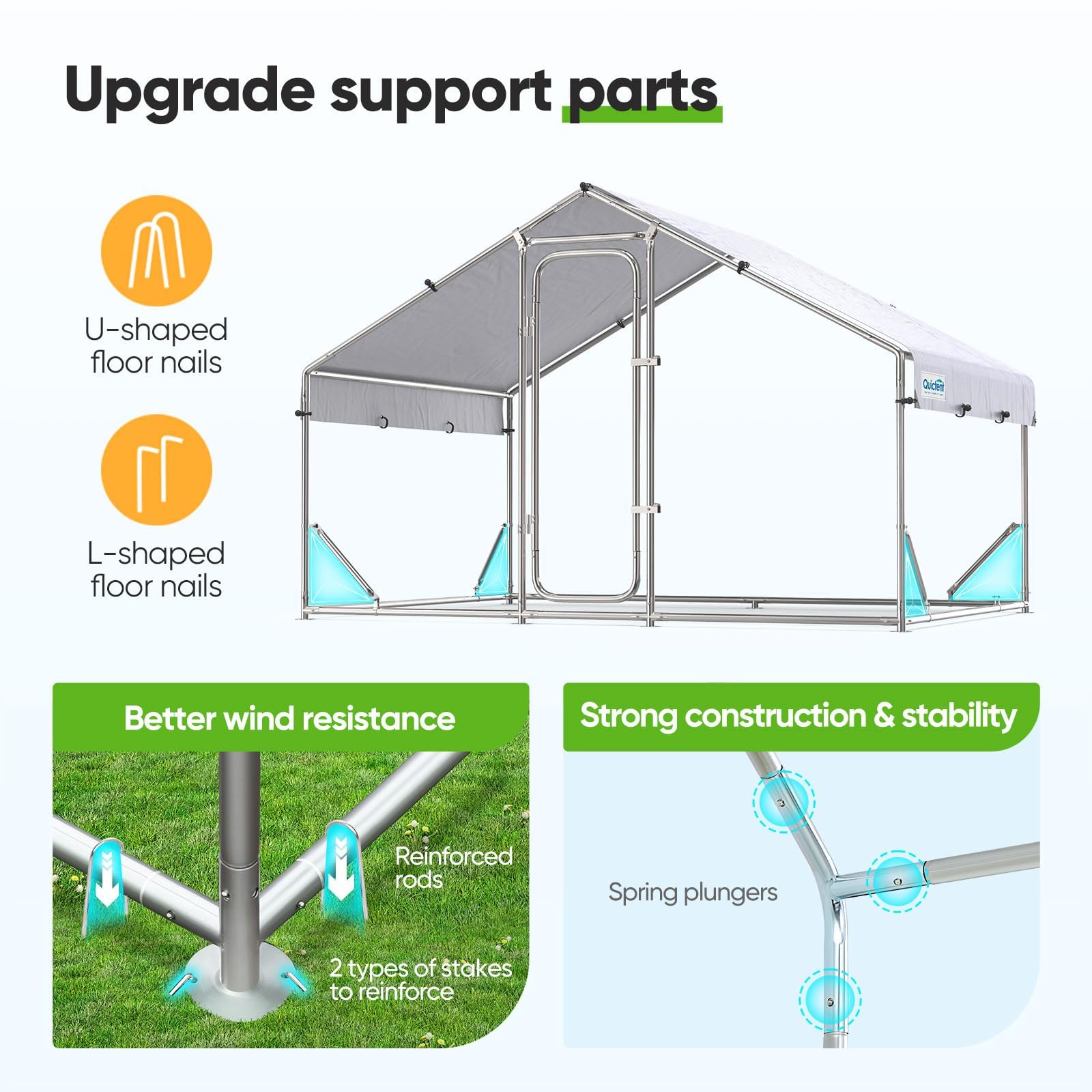 Quictent 6.6x9x6.6FT Large Walk-in Metal Chicken Coop with Galvanized Hardware Cloth & Waterproof Roof - Outdoor Poultry Cage for 10+ Chickens, Ducks, Hens - Perfect for Backyard Farms, Homesteads & Urban Chicken Keeping