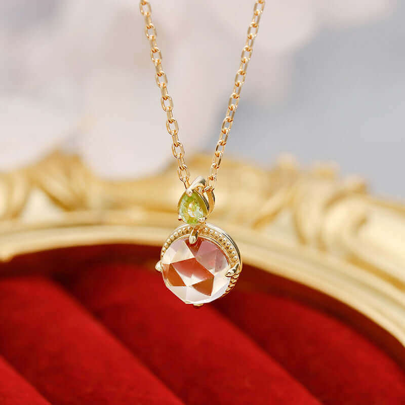 Faceted Peridot and Amethyst Green Gemstone Necklace for Women | Elegant Handmade Jewelry Gift for Birthday, Anniversary & Special Occasions | TB2210A