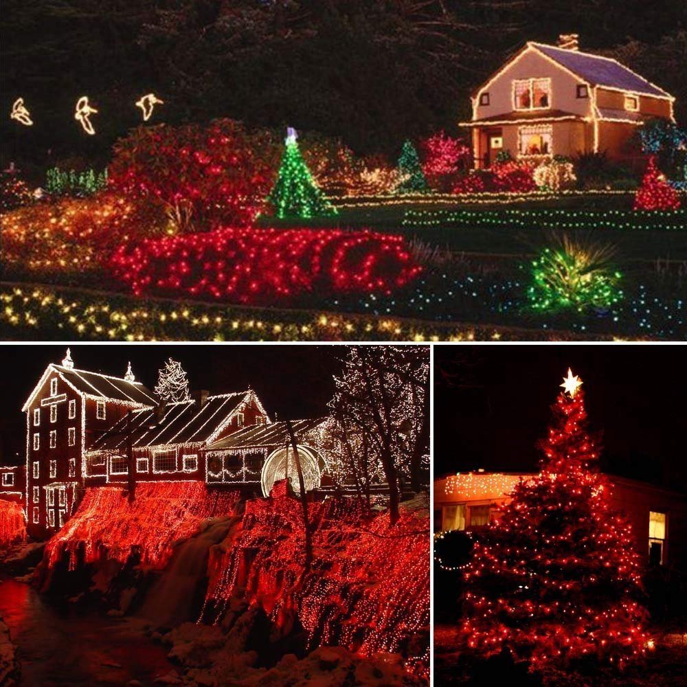 Joomer Red Solar Christmas Lights - 2 Pack, 144 FT 400 LED Waterproof Outdoor String Lights with 8 Lighting Modes | Perfect for Christmas Tree Decorations, Patio, Garden, Yard, and Holiday Party Decor