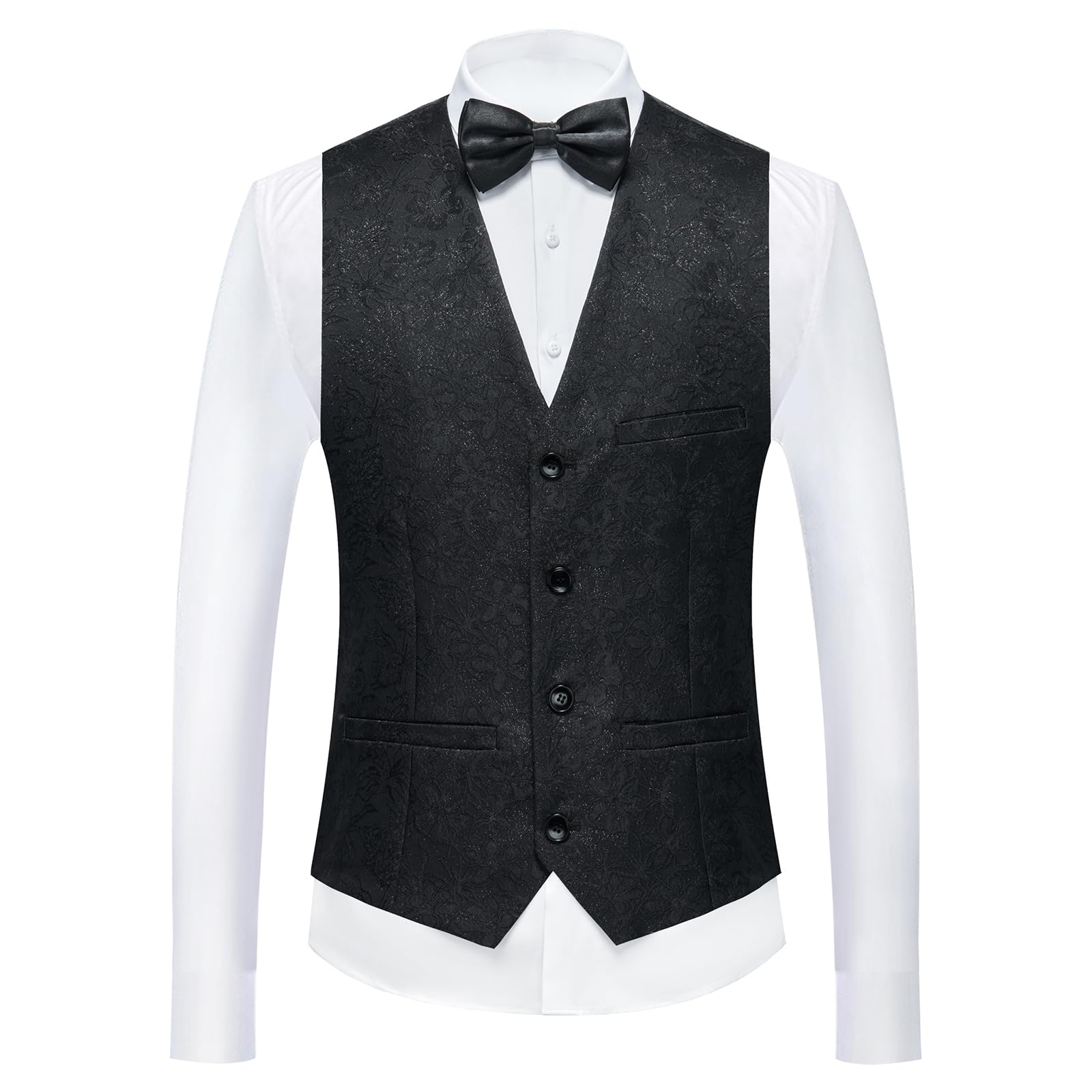 Men's 3 Piece Tuxedo Suit Set - Regular Fit Floral Pattern Blazer, Waistcoat & Pants | Formal Wear for Weddings, Prom & Special Occasions