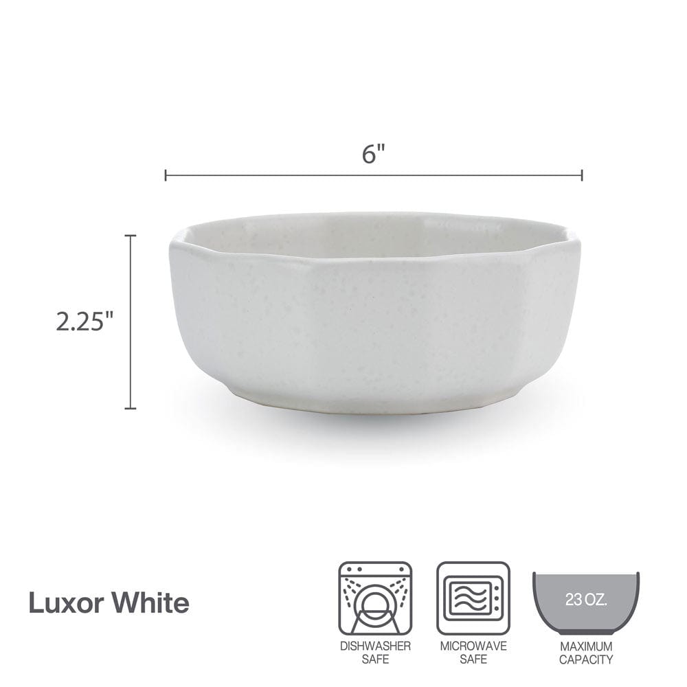 Luxor White Set of 4 Soup and Cereal Bowls - 16oz Porcelain Bowls for Soup, Salad, Pasta, Ice Cream - Perfect for Dining, Entertaining, and Everyday Use