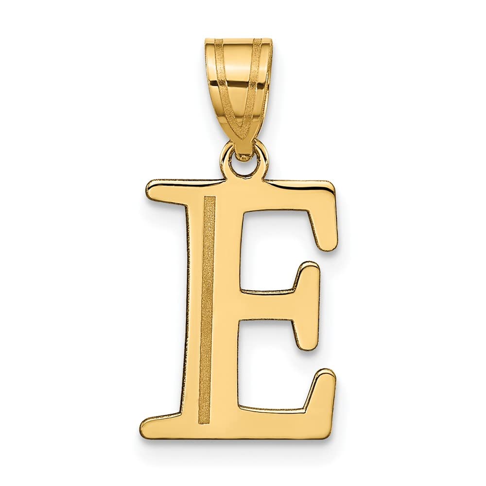 14K Yellow Gold Polished Etched Letter E Initial Pendant Necklace - Elegant Personalized Jewelry Gift for Women, Perfect for Birthdays, Anniversaries & Special Occasions