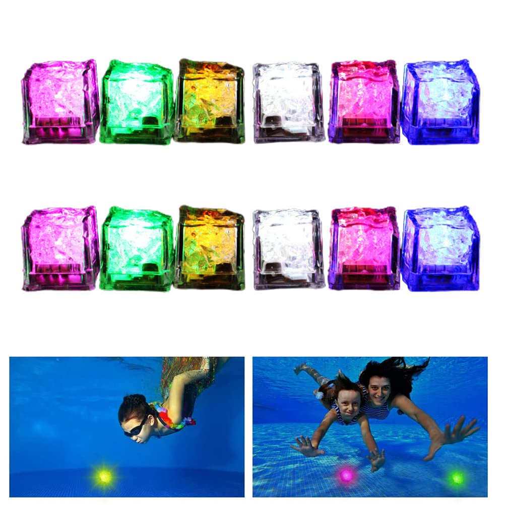 OHEPFD 12Pcs LED Diving Gems - Colorful Light Up Pool Toys, Waterproof LED Ice Cubes for Swimming & Dive Games - Perfect for Pool Parties, Kids Birthday, Summer Fun & Night Swim