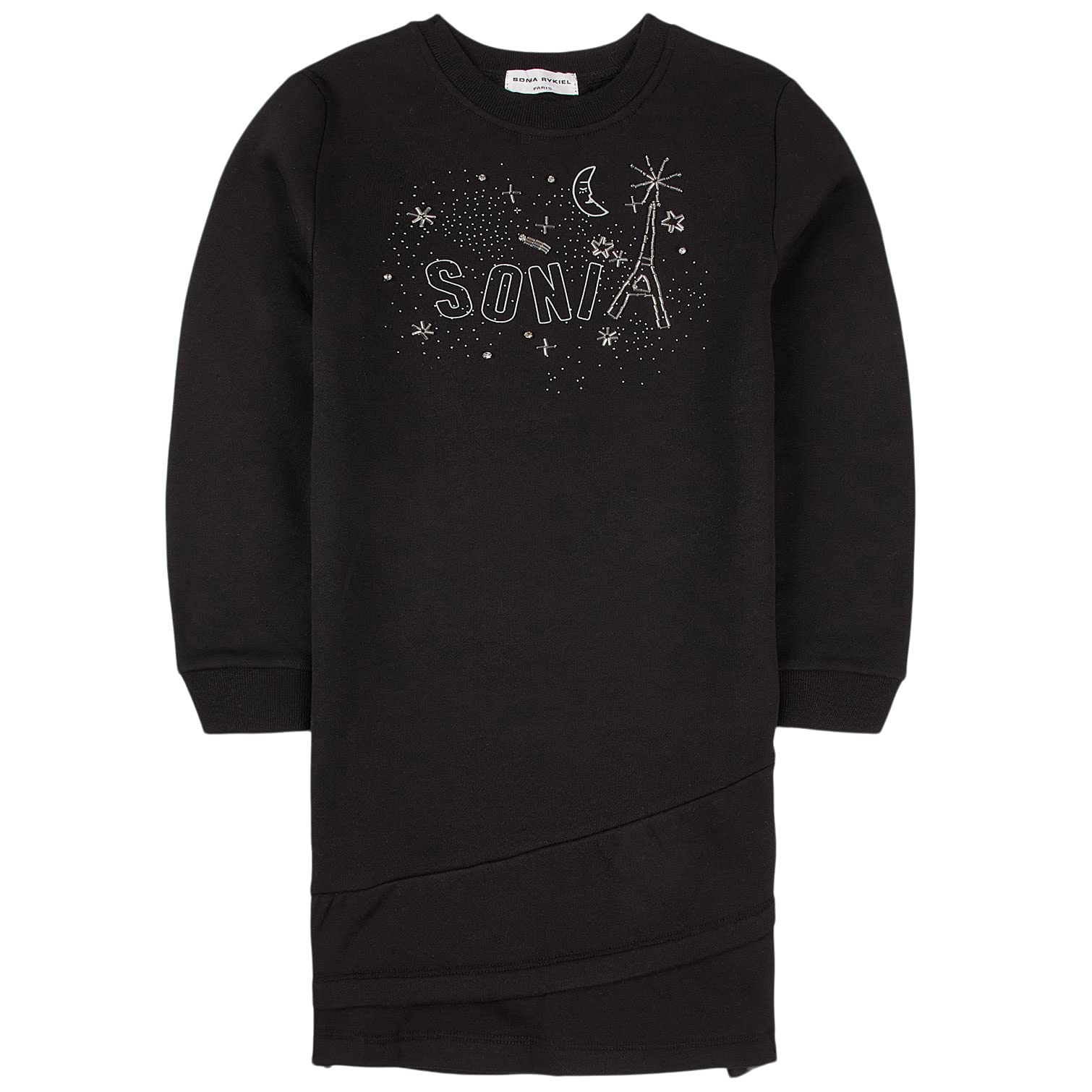 Sonia Rykiel Girl's Luxe Paris Logo Black Sweatshirt Dress - Stylish & Comfortable Kids' Fashion for School, Parties & Everyday Wear