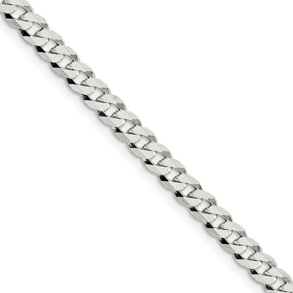 4.5mm Sterling Silver Solid Flat Curb Chain Necklace for Women & Men - Durable Black Bow Pendant Jewelry for Everyday Wear, Gifts & Special Occasions