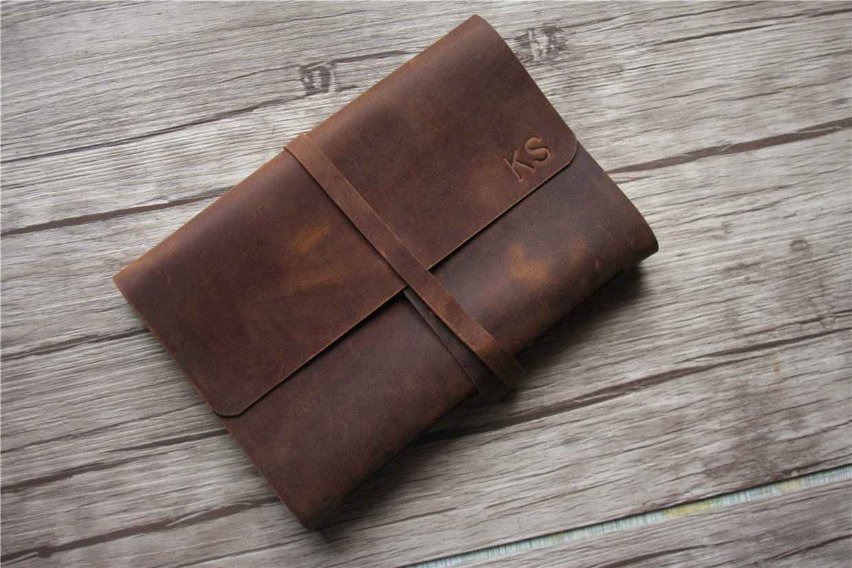 Custom Engraved Leather Wedding Photo Album - Personalized Couples Gift for Anniversaries, Bridal Showers & Honeymoon Memories