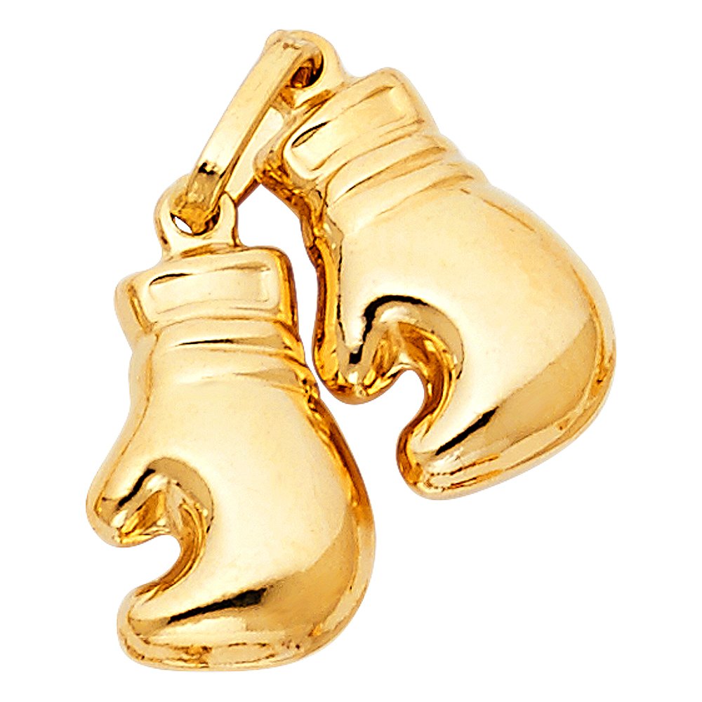 14K Yellow Gold Double Boxing Glove Charm Pendant - Dainty Jewelry Gift for Boxers, Fighters & Sports Lovers - Perfect for Boxing Gyms, Workouts & Motivational Gifts