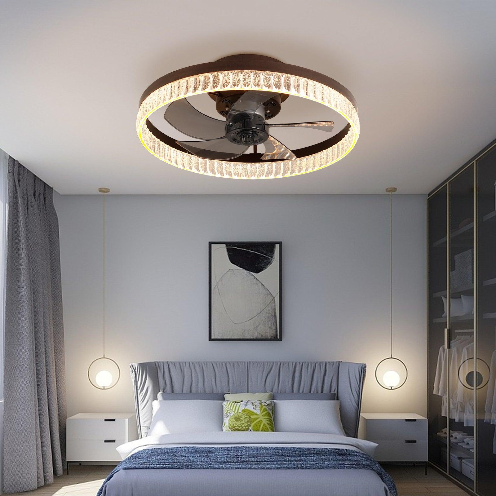 Modern LED Ceiling Fan with Lights - Remote Control, Minimalist Ring Chandelier Design for Bedroom, Nursery, Living Room | Energy Efficient Cooling & Stylish Lighting Solution