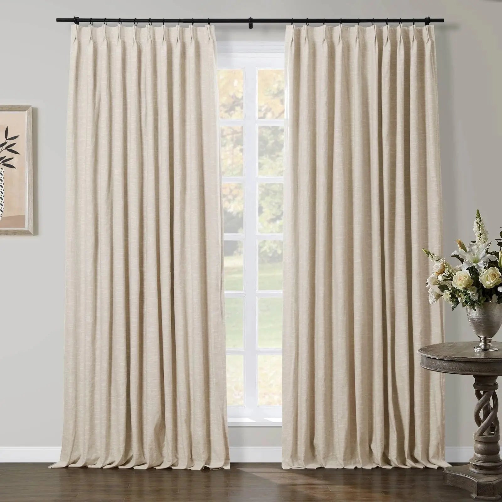 Luxury Linen Cotton Pleated Curtains - Blackout Drapes for Living Room & Bedroom - Elegant Home Decor Window Treatments