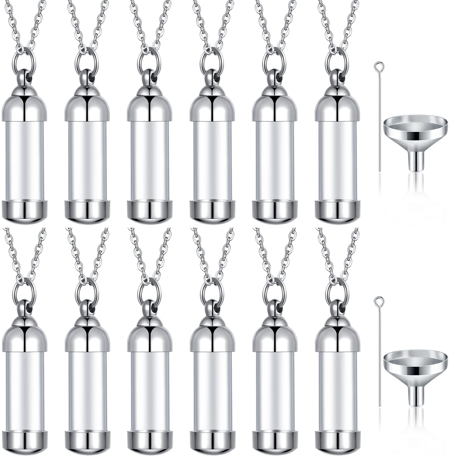 MTLEE Glass Vial Necklace - Openable Memorial Keepsake Pendant with Stainless Steel Chain - Cremation Ashes Holder Jewelry for Loved Ones - Perfect for Remembrance, Gifts & Special Occasions