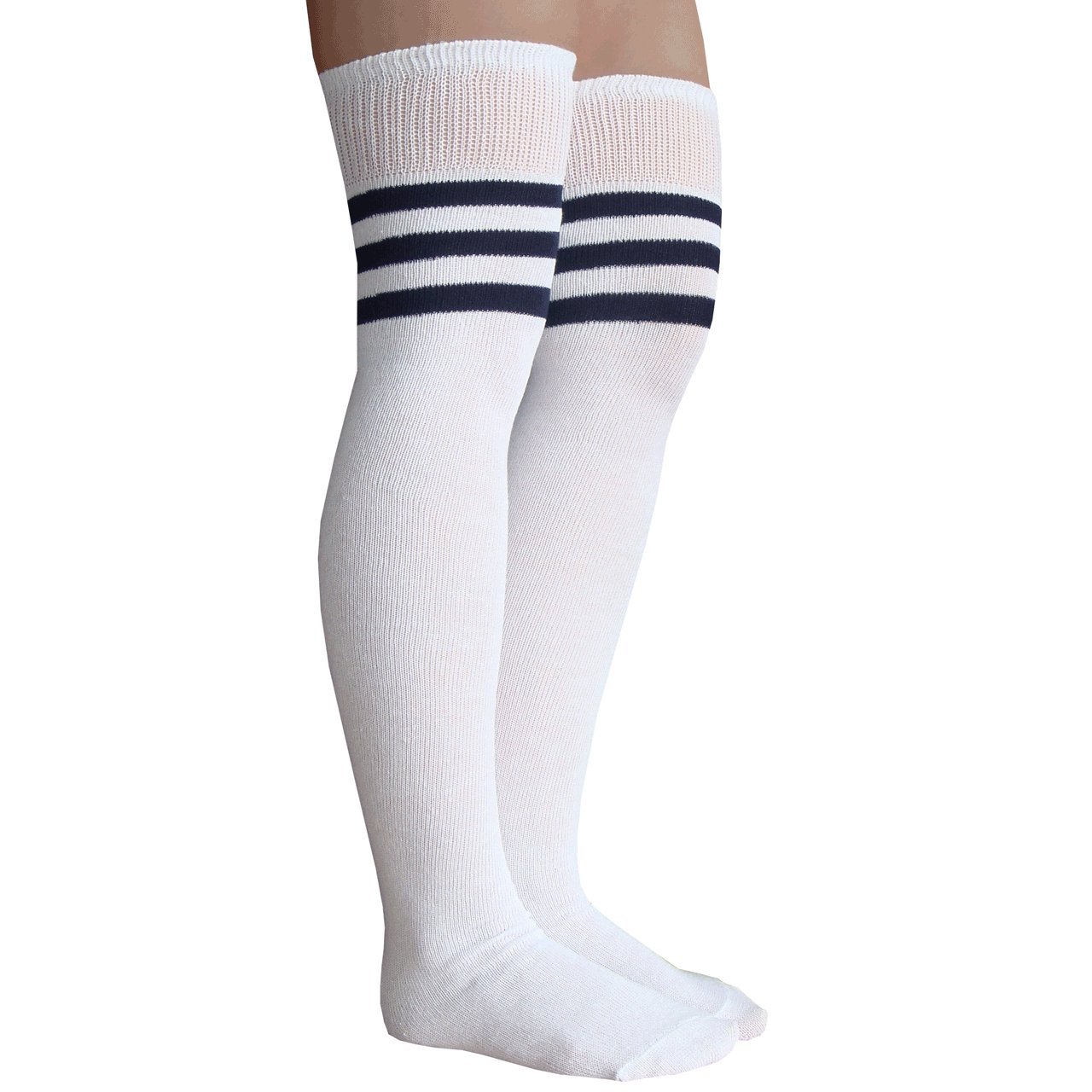 Chrissy's Women's Thigh High Striped Tube Socks - Fashionable Knee-High Stockings for Women, Cozy Winter Socks, Perfect for Outfits, Cosplay, and Cold Weather