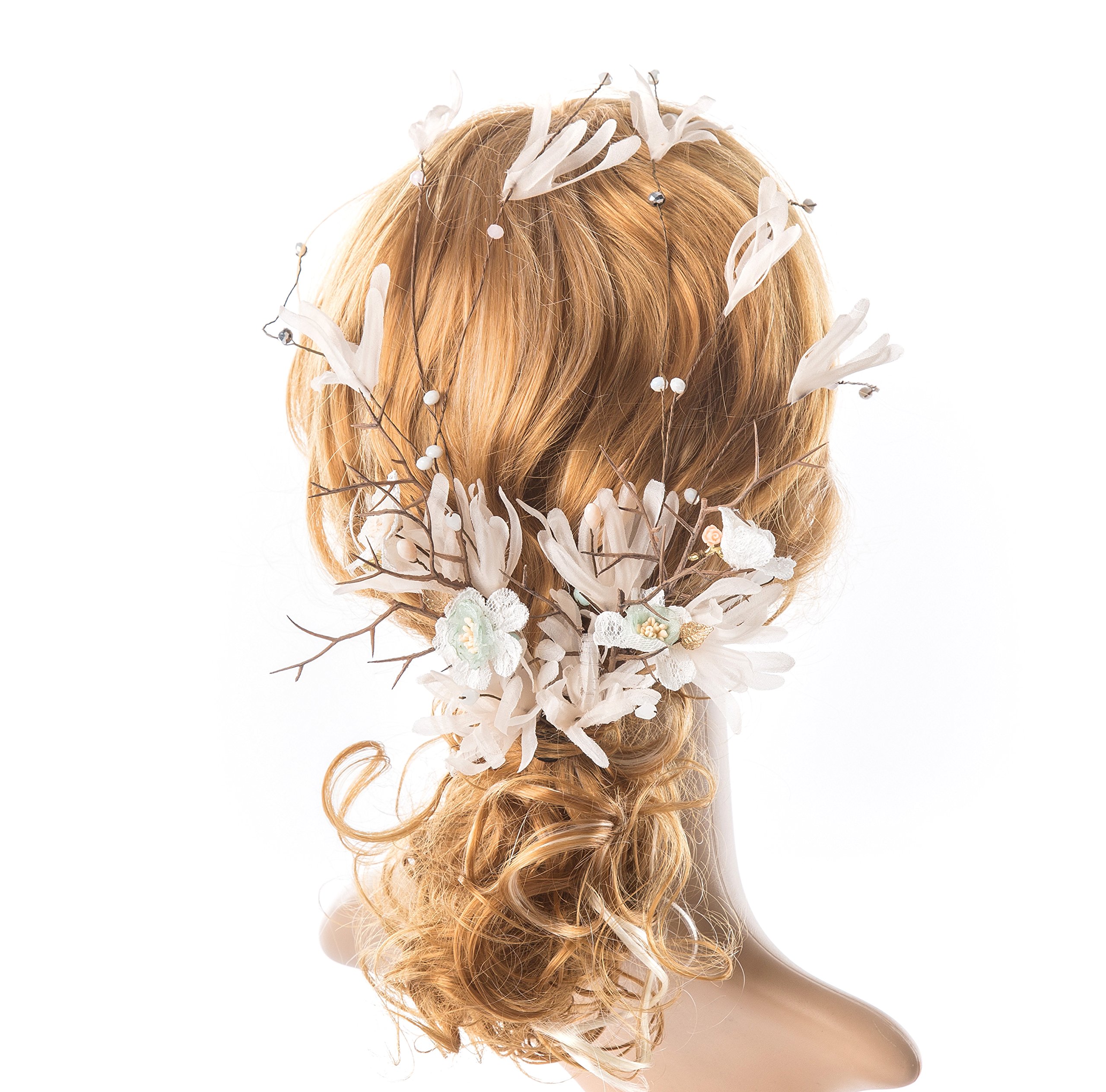 Bridal Hair Vine Headband with Beaded Pearl Wreath for Wedding & Special Occasions