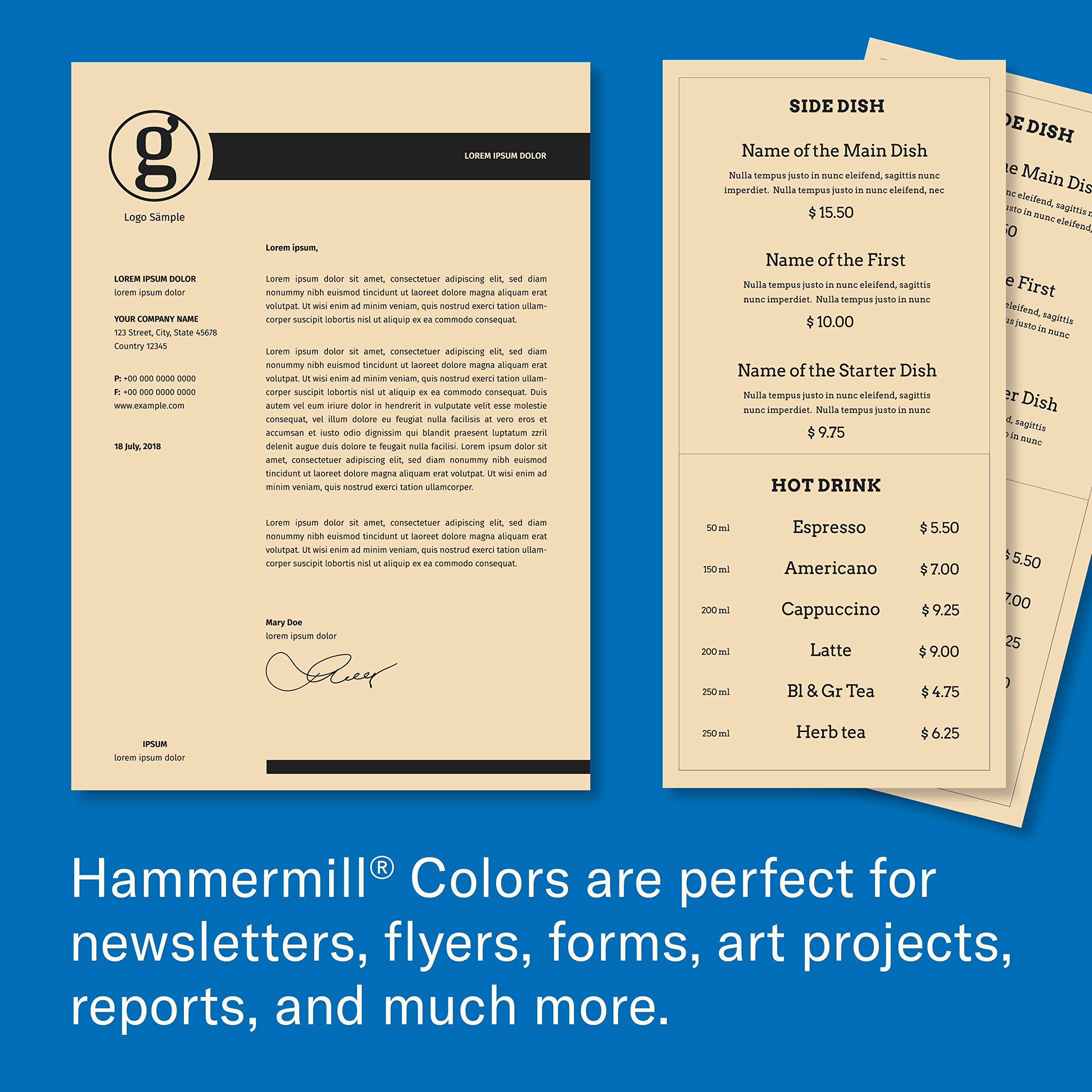 Hammermill 20 lb Tan Colored Printer Paper, 8.5 x 11 Inches - 10 Reams (5,000 Sheets) Pastel Paper for Office, School & Craft Projects - Made in USA, Premium Quality, 102863C