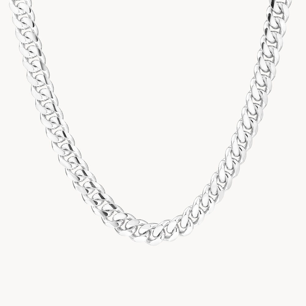 Heavy Flat Curb Chain Necklace for Women - Sterling Silver Chunky Hip Hop Jewelry - Perfect for Layering, Streetwear Fashion & Gift Giving