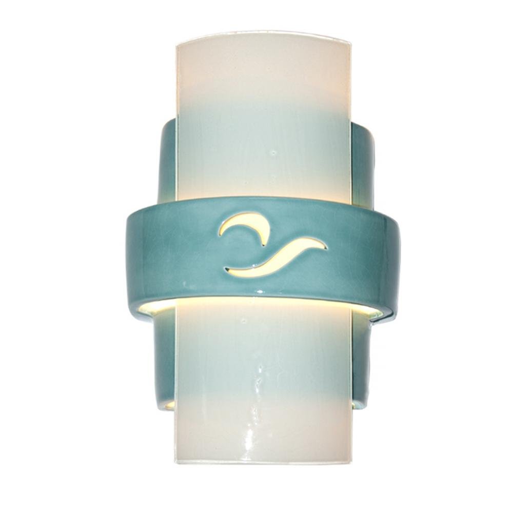 ReFusion South Beach 1 Light Wall Sconce - Teal Crackle & White Frost Finish - Coastal Decor Lighting for Bedroom, Bathroom, or Hallway