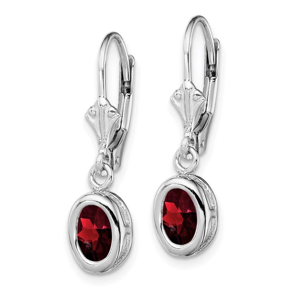 925 Sterling Silver 7x5mm Oval Garnet Leverback Earrings for Women - Elegant Fine Jewelry Gift for Her - Perfect for Weddings, Parties & Special Occasions