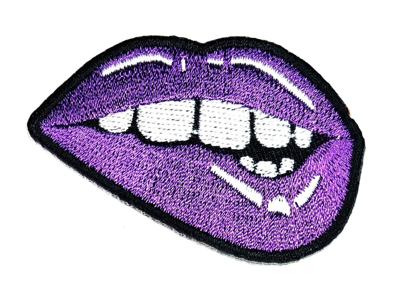 Sexy Purple Lips Iron On Patch - Cartoon 666 Embroidery Applique for DIY Clothing, T-Shirts, Polo, Backpacks & Caps | Perfect for Costume Parties, Fashion DIY & Unique Outfits