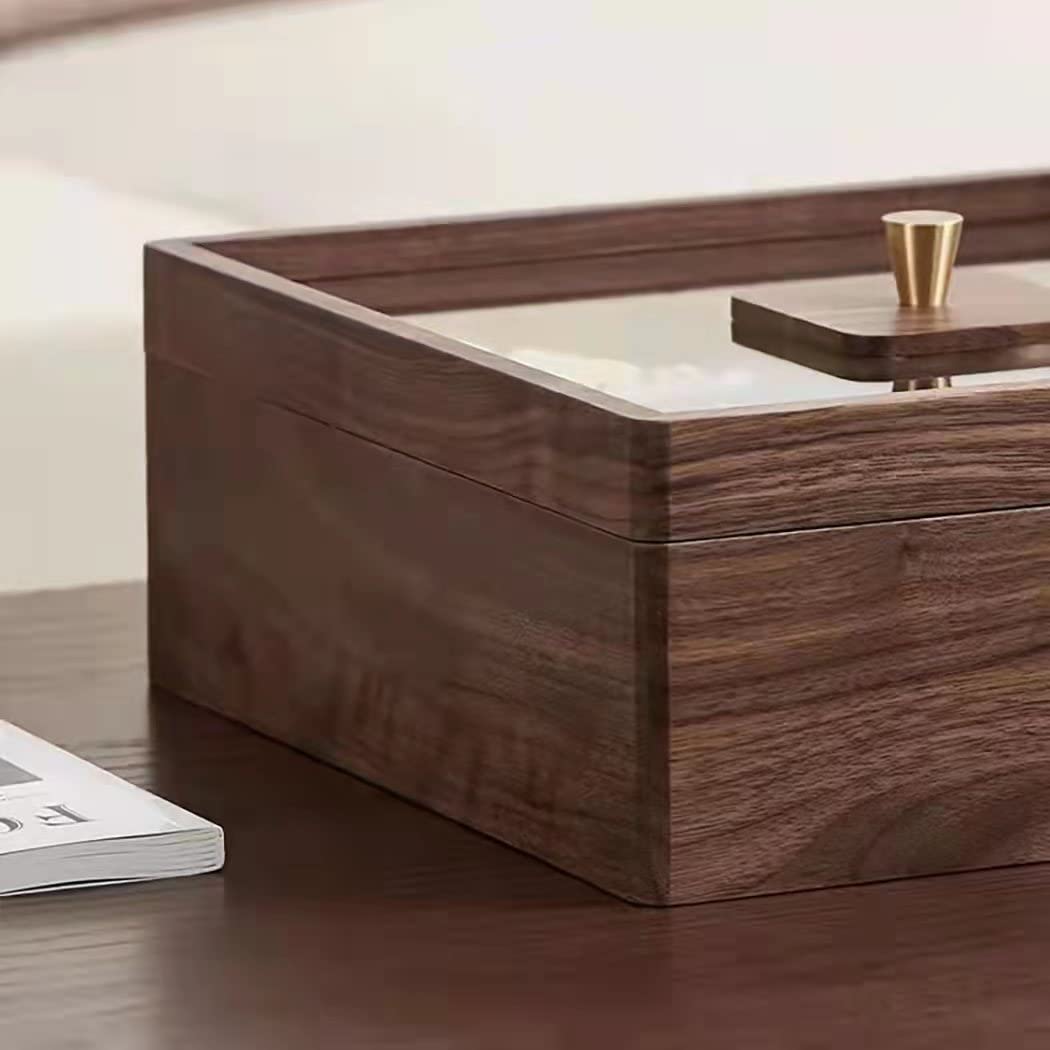 Premium Solid Black Walnut Wood Snack Storage Container - 4 Compartment Collectible Box with Glass Lid for Candy, Nuts, Chocolates & Dry Fruits | Perfect for Kitchen Countertop, Pantry Organization & Gift Giving