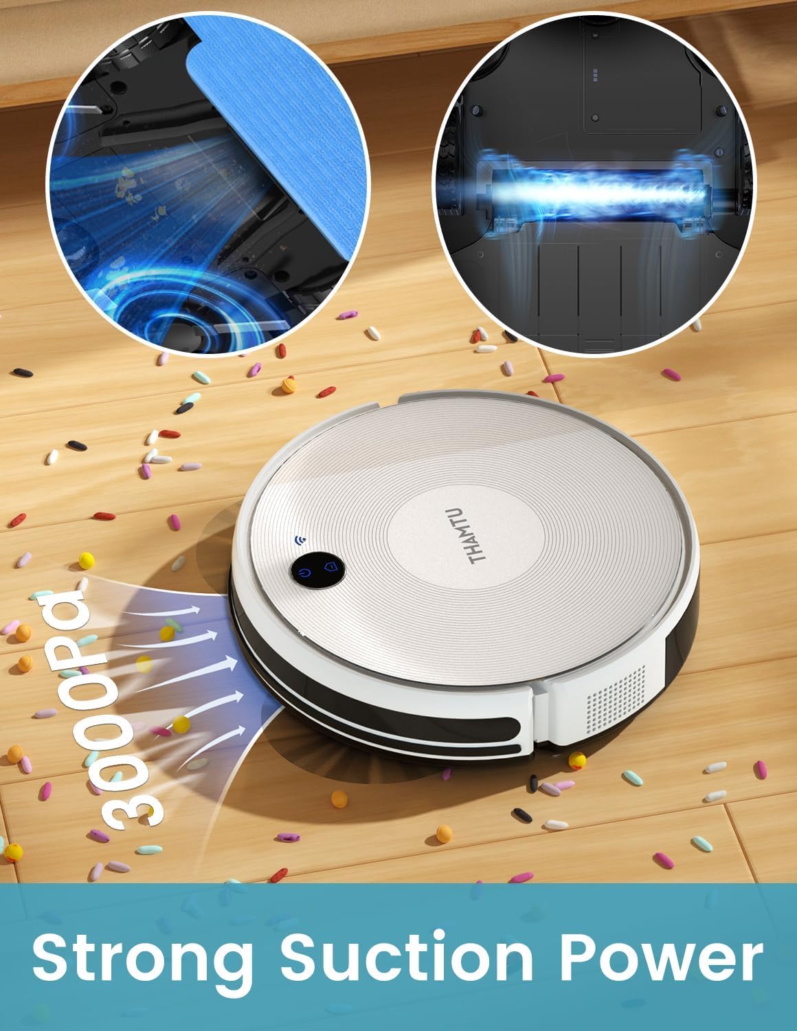 Smart Robot Vacuum and Mop Combo - 2-in-1 Self-Charging with Strong Suction & Alexa Voice Control - Ideal for Hardwood Floors & Pet Hair Cleaning - Home & Office Use