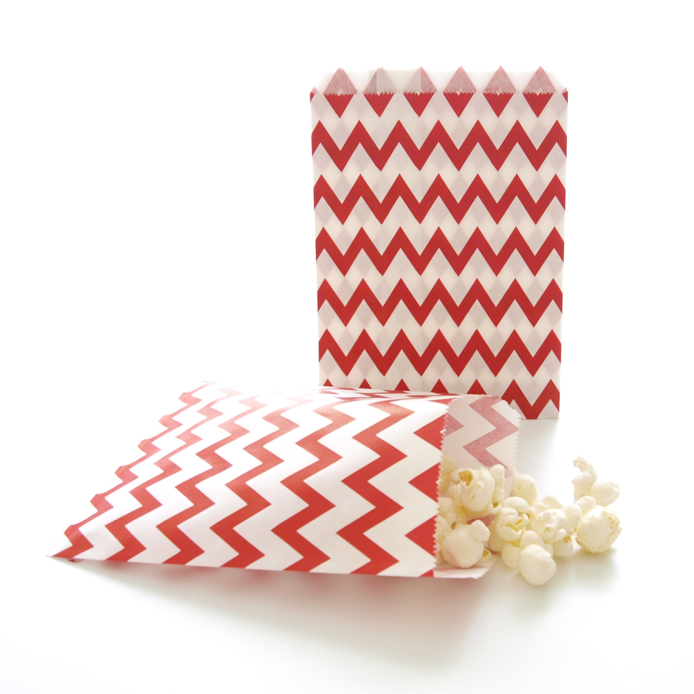 25 Pack Red Chevron Christmas Holiday Goody Bags - Perfect Party Favors & Treat Bags for Festive Celebrations, Classroom Rewards, and Holiday Gift Exchanges
